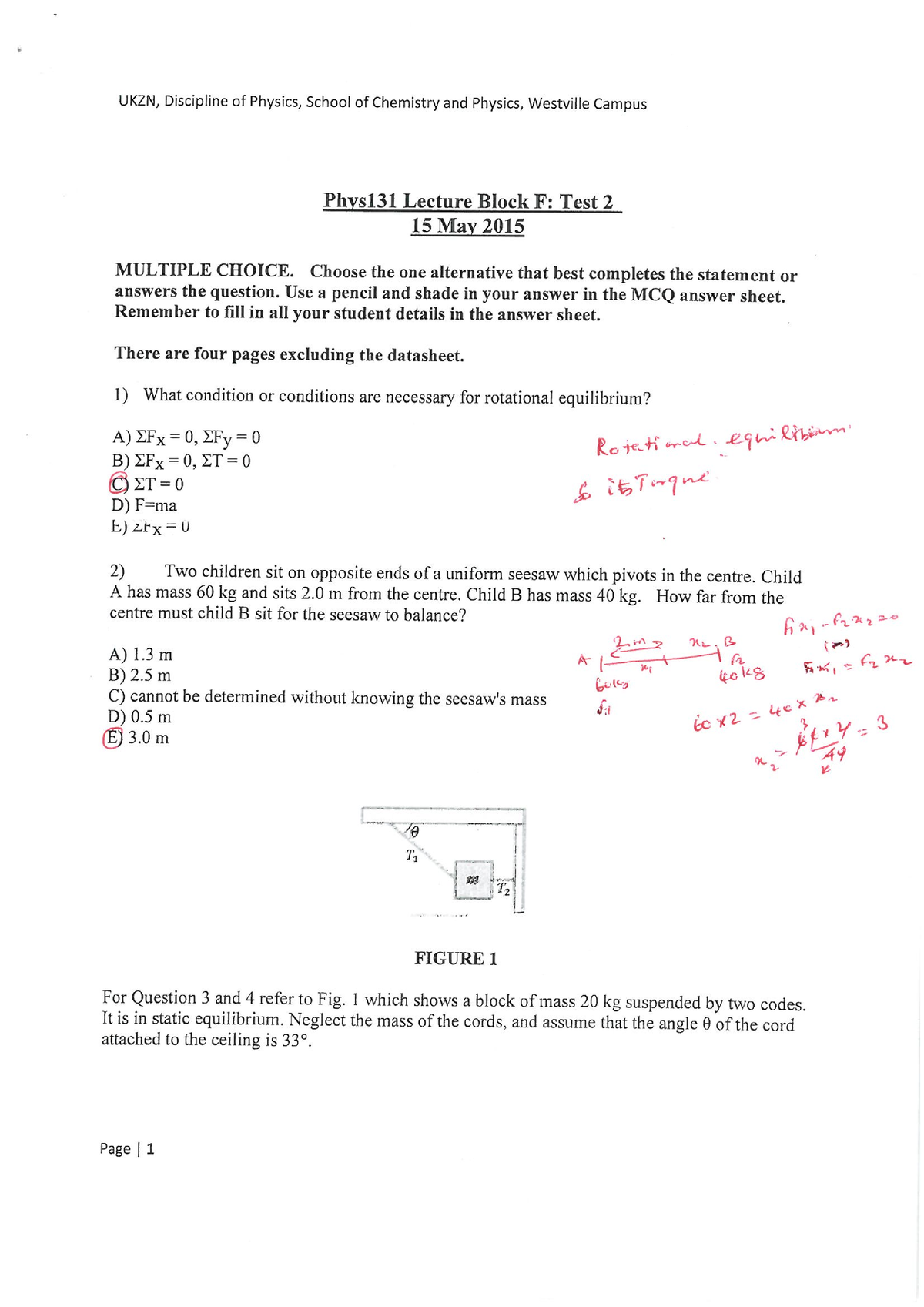 Test 2f Solutions Phys131 Wvl 2015 Phys133 Studocu