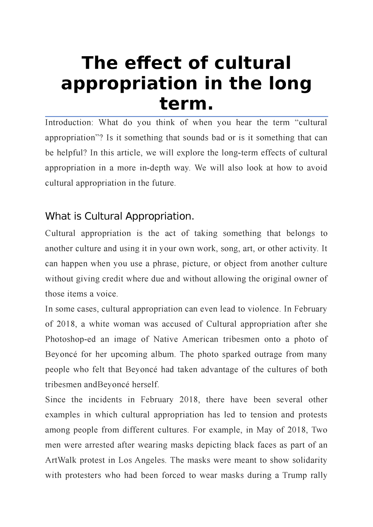 titles for cultural appropriation essay