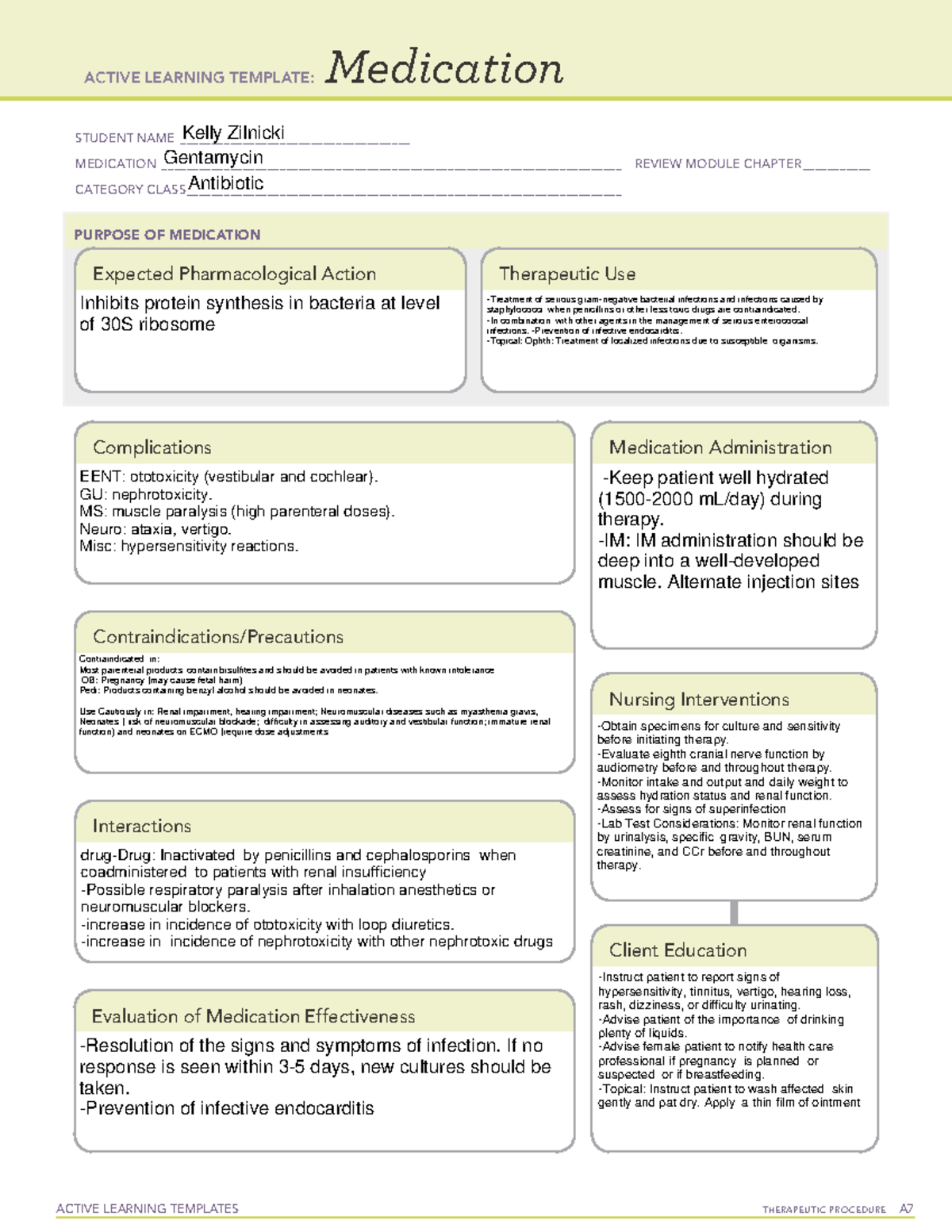 Med template gentamycin - ACTIVE LEARNING TEMPLATES THERAPEUTIC ...