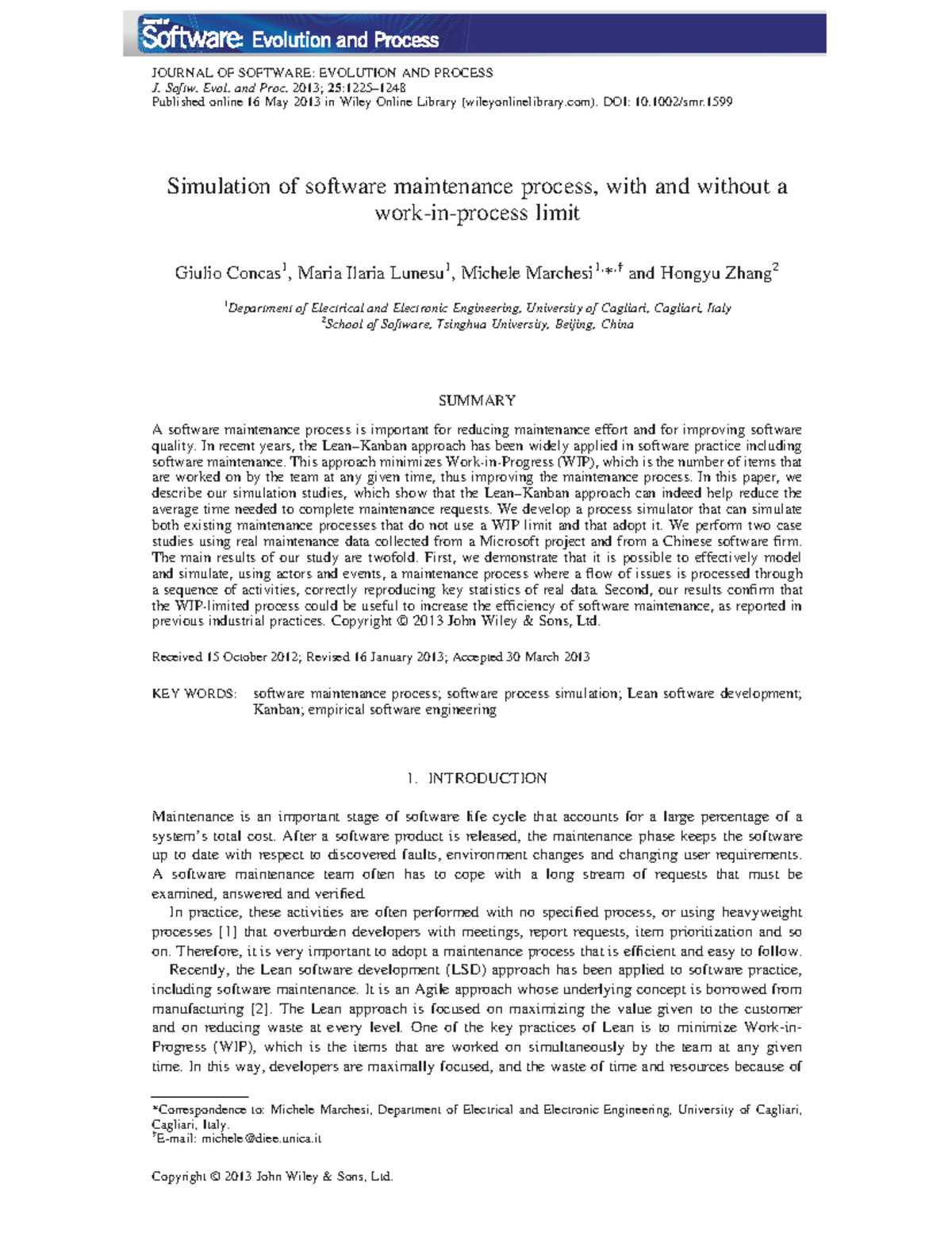 J Software Evolu Process - 2013 - Concas - Simulation of software ...