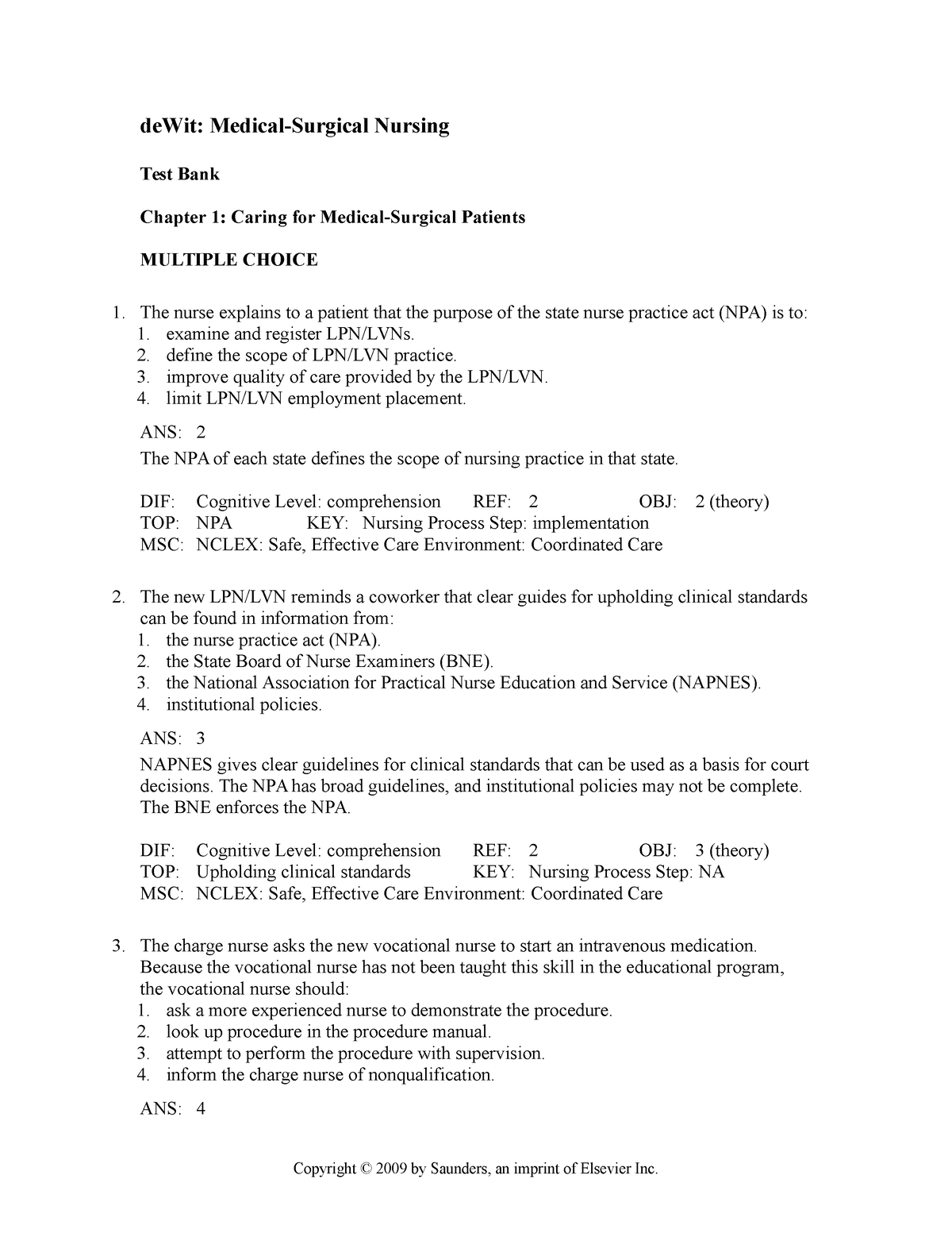 Medical And Surgical Nursing Concepts And Practice Part 1 - BS Nursing ...