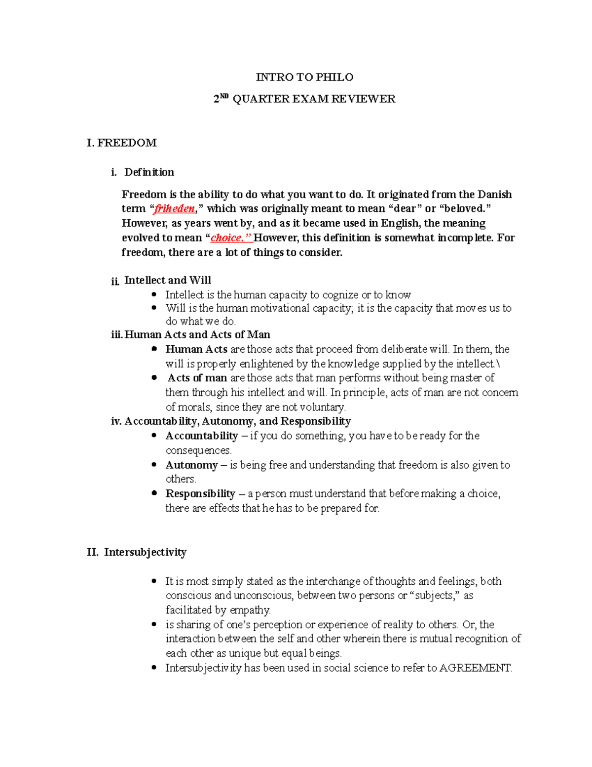 2nd quarter reviewer philo - INTRO TO PHILO 2 ND QUARTER EXAM REVIEWER ...