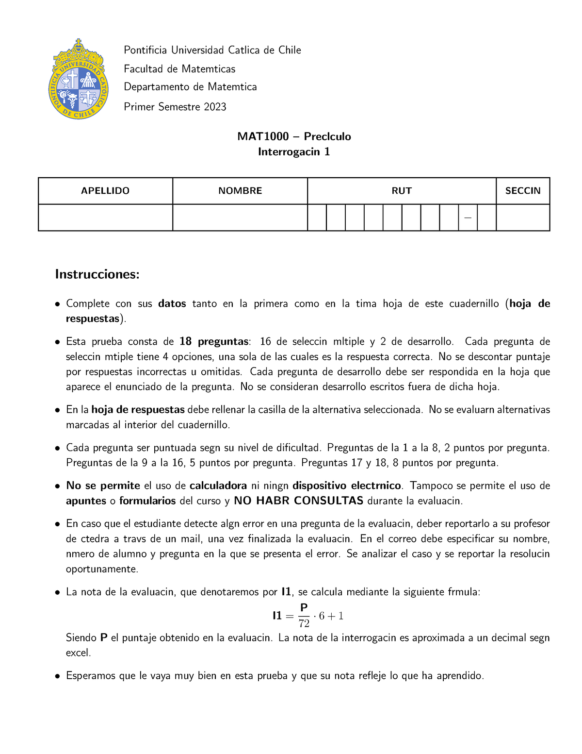 MAT1000-I1-F2 - Pauta Interrogación 1 Precálculo - Pontificia ...