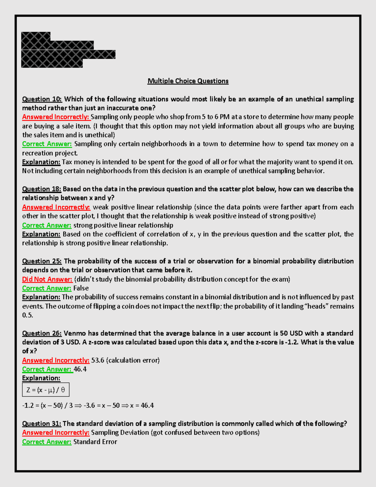 Midterm Exam Corrections - Multiple Choice Questions Question 10: Which ...