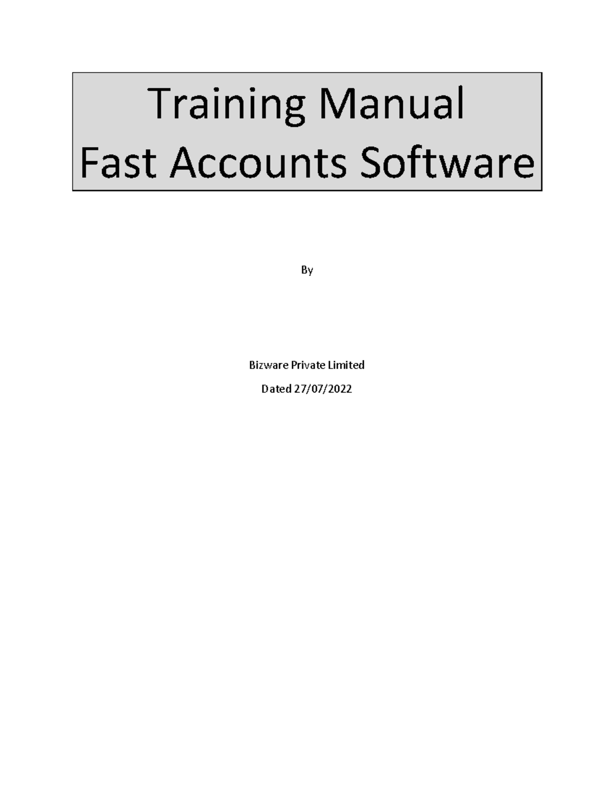 Training Manual Fast Accounts v2 Training Manual Fast Accounts