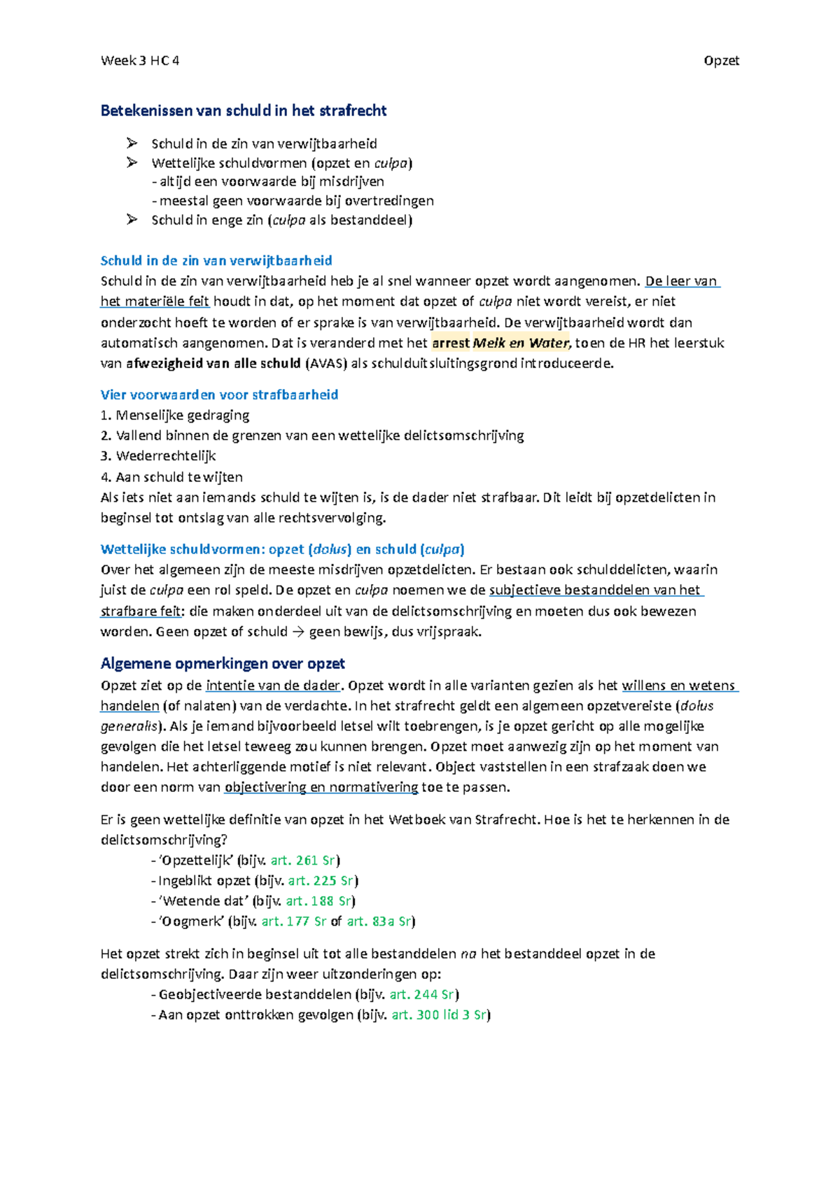 Hoorcollege 4 Schuld - Week 3 HC 4 Opzet Betekenissen Van Schuld In Het ...