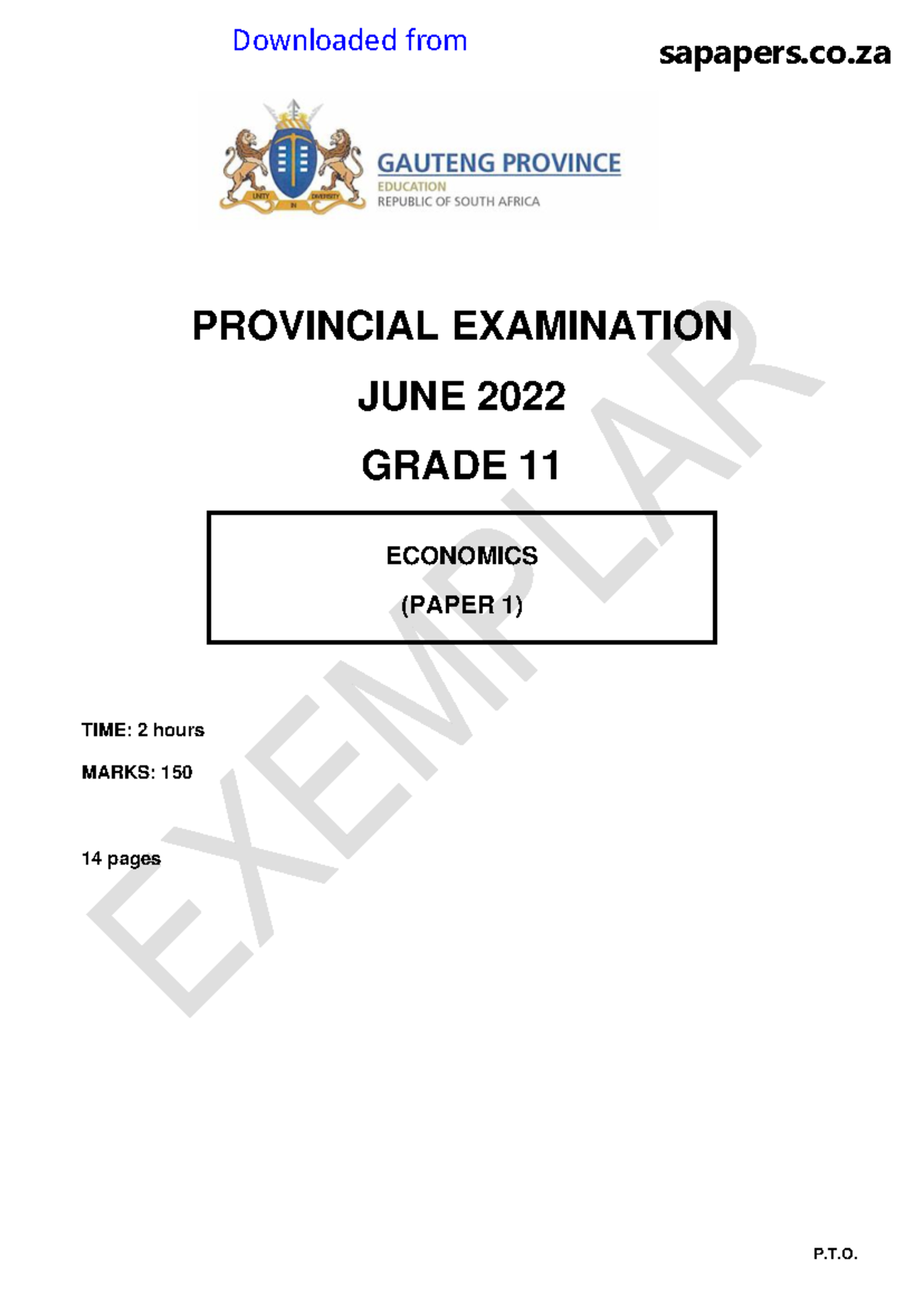 Gr11 EC P1 (ENG) June 2022 Question Paper - PROVINCIAL EXAMINATION JUNE ...