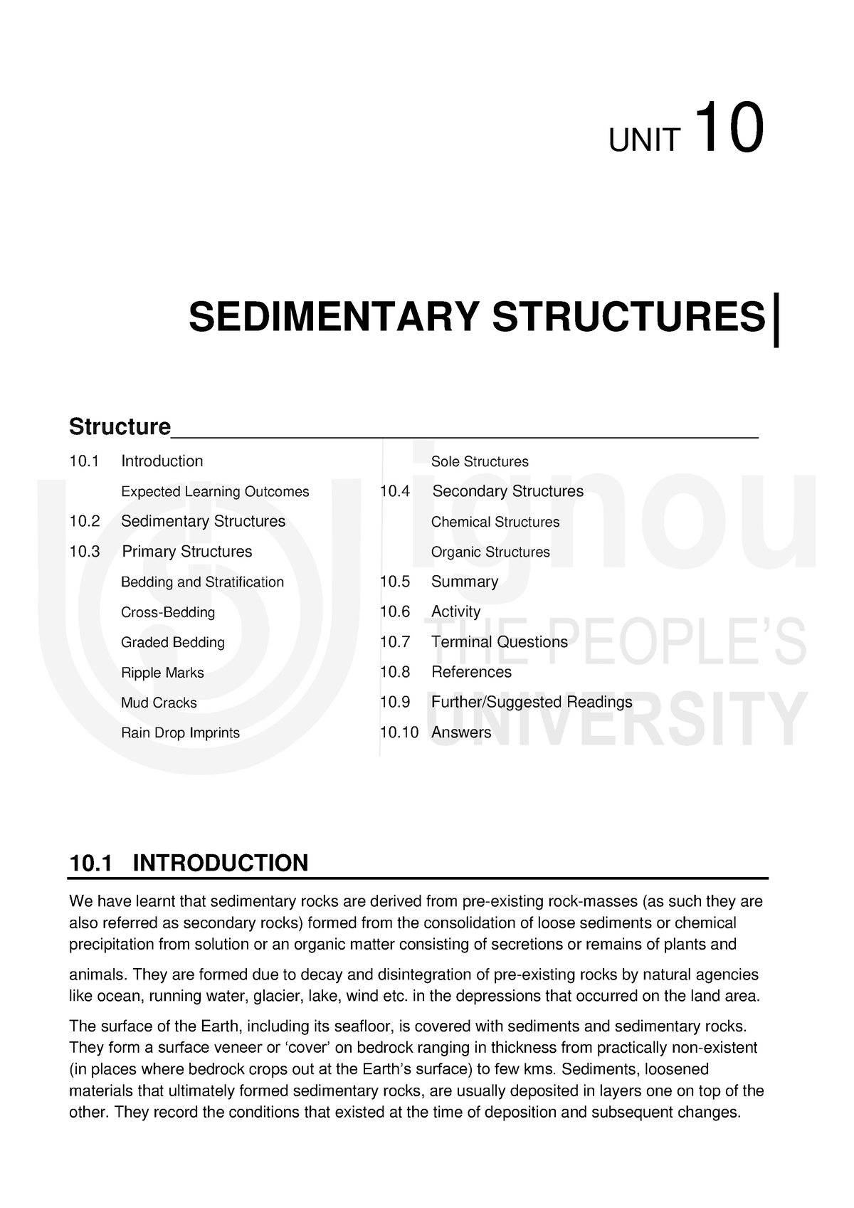 SEDIMENTARY STRUCTURES - UNIT 10 SEDIMENTARY STRUCTURES - Studocu