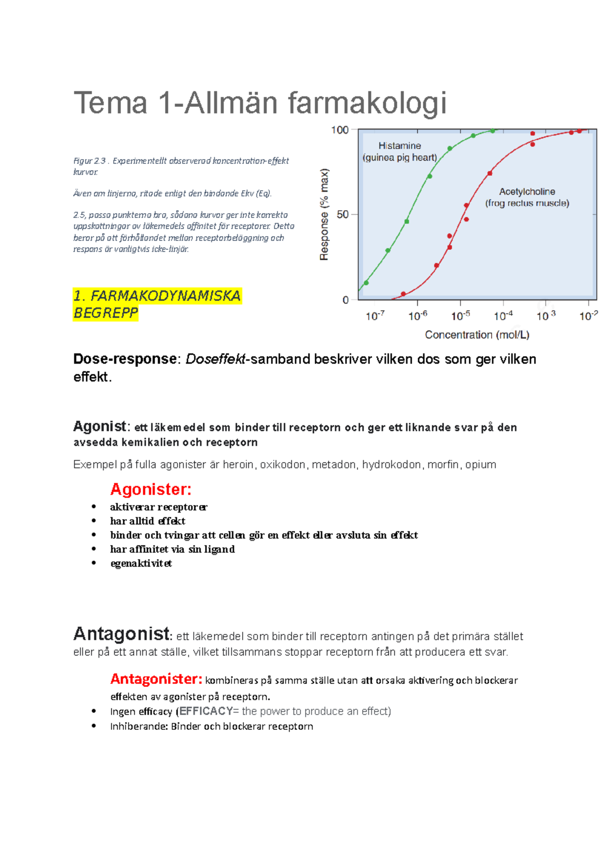 Kompendium (farmakologi För Farmaceuter) - Tema 1-Allmän Farmakologi ...