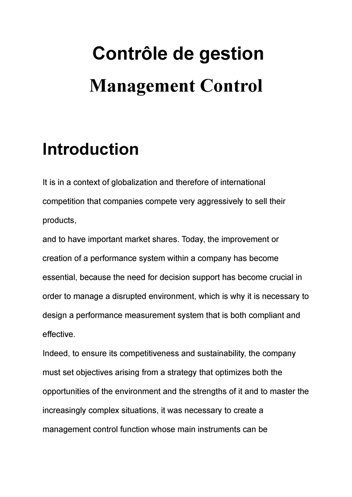 Contrôle De Gestion - Contrôle De Gestion Management Control ...