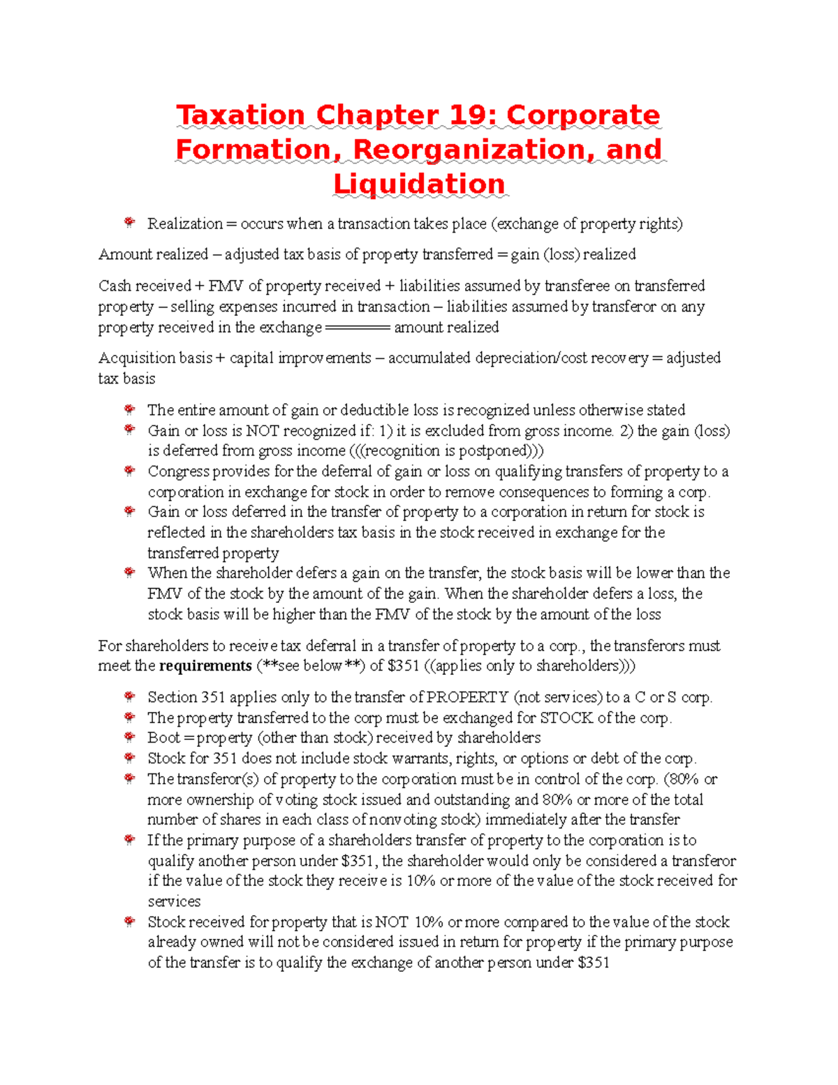 Chapter 19 Corporate Formation, Reorganization, and Liquidation ...