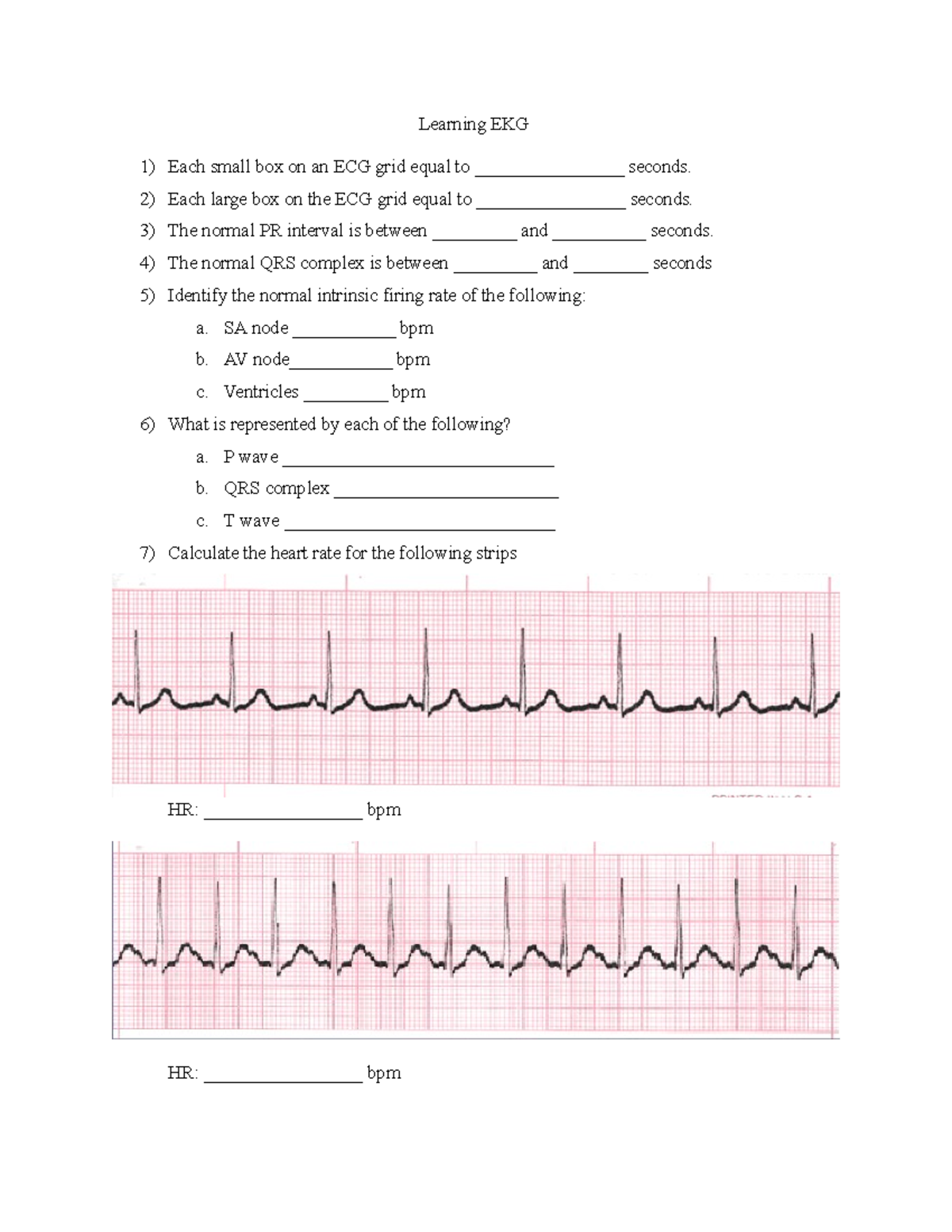 EKGpacket-COMPLEX - Learning EKG Each small box on an ECG grid equal to ...