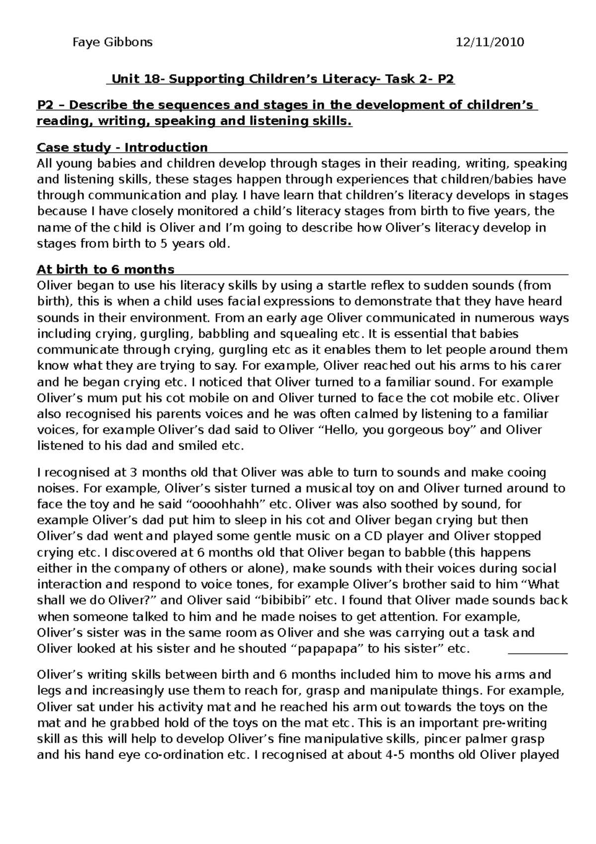 Task 2-p2 - essay - Unit 18- Supporting Children’s Literacy- Task 2- P ...