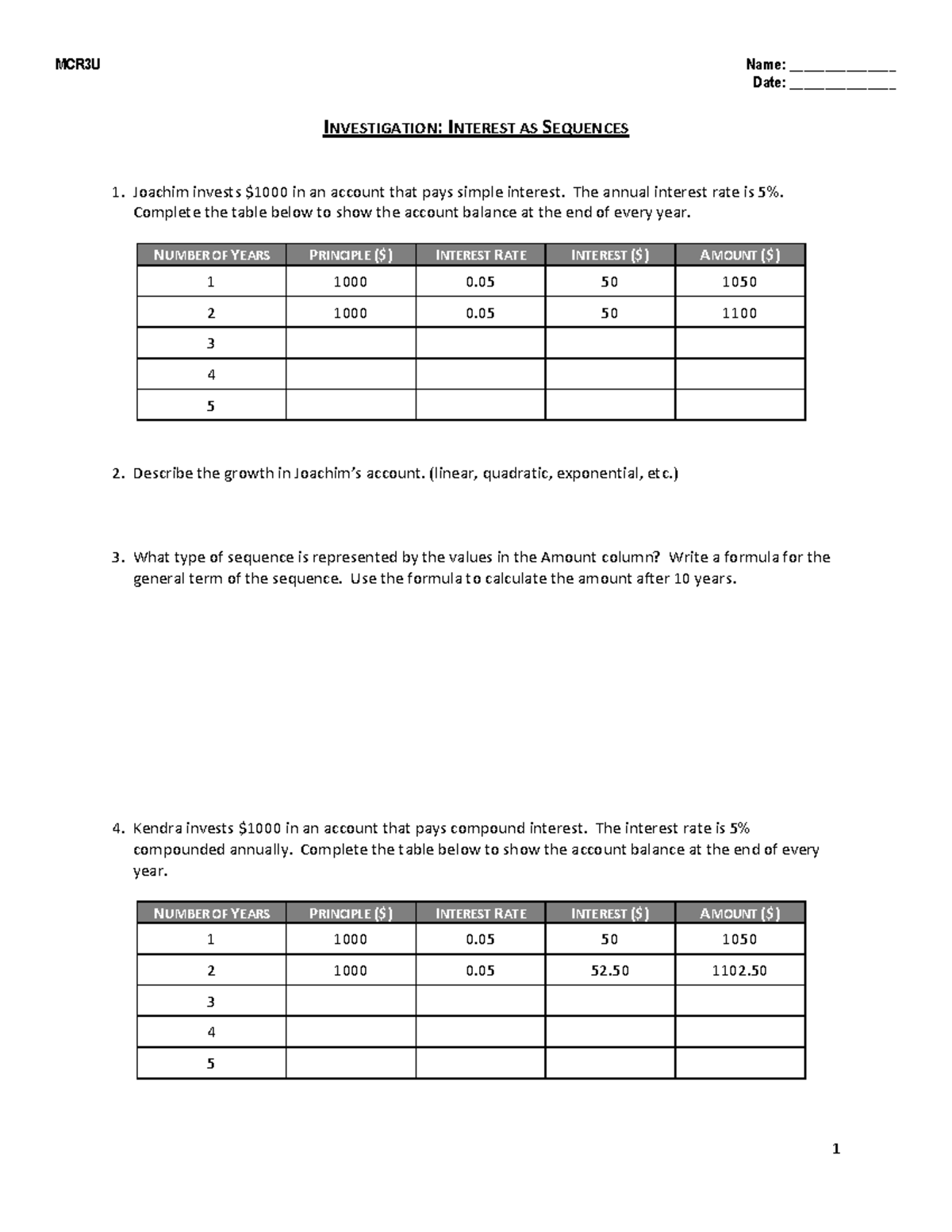 0.02 Quadratic - MCR3U Name: _______________ Date: _______________ 1 ...
