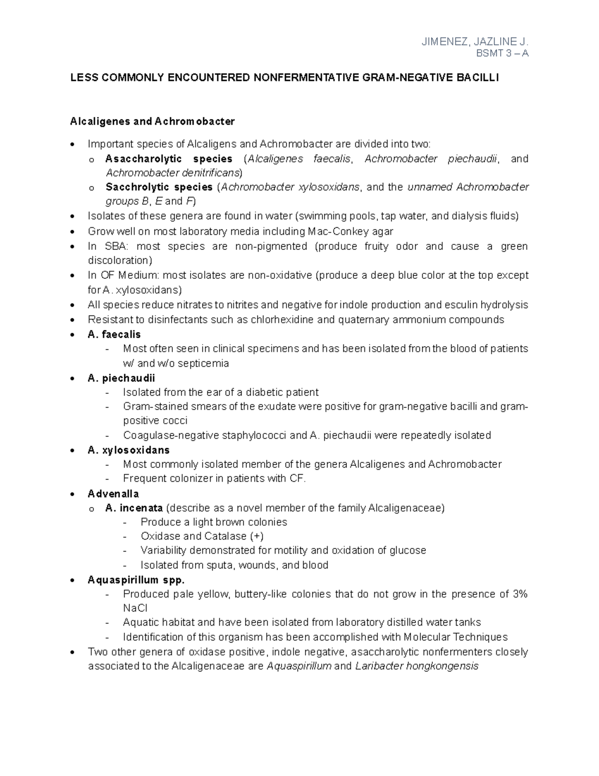 AUBF Portfolio 2 - BSMT 3 – A LESS COMMONLY ENCOUNTERED NONFERMENTATIVE ...