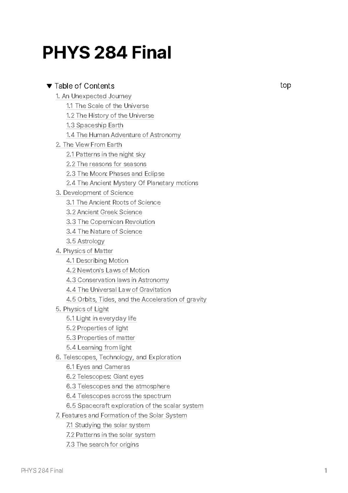 Phys 284 final study notes - PHYS 284 Final Table of Contents top 1. An ...