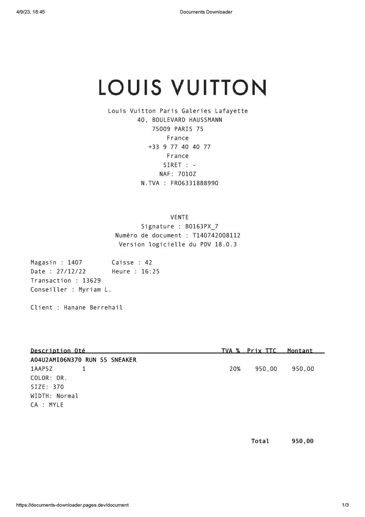 Factura Louis Vuitton - fdadffadsf - 4/9/23, 18:45 Documents Downloader -  Studocu