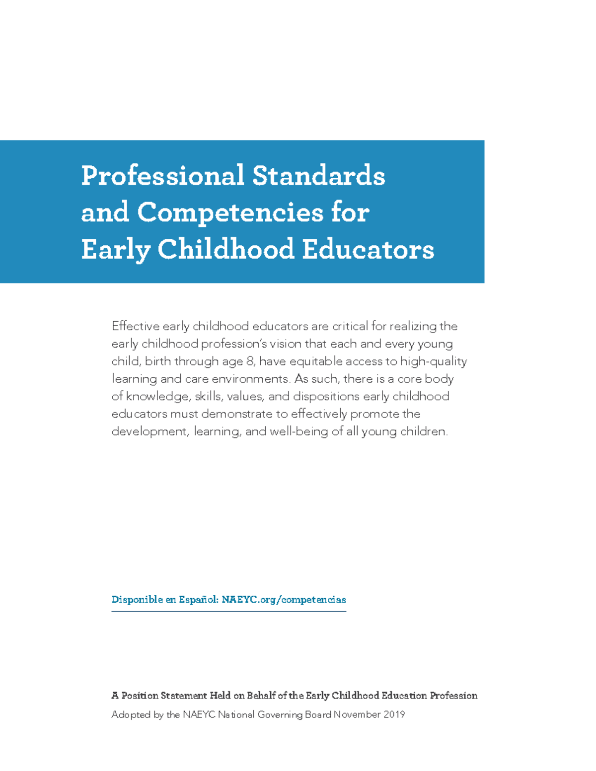 Naeyc Professional Standards And Competencies For Early Childhood ...