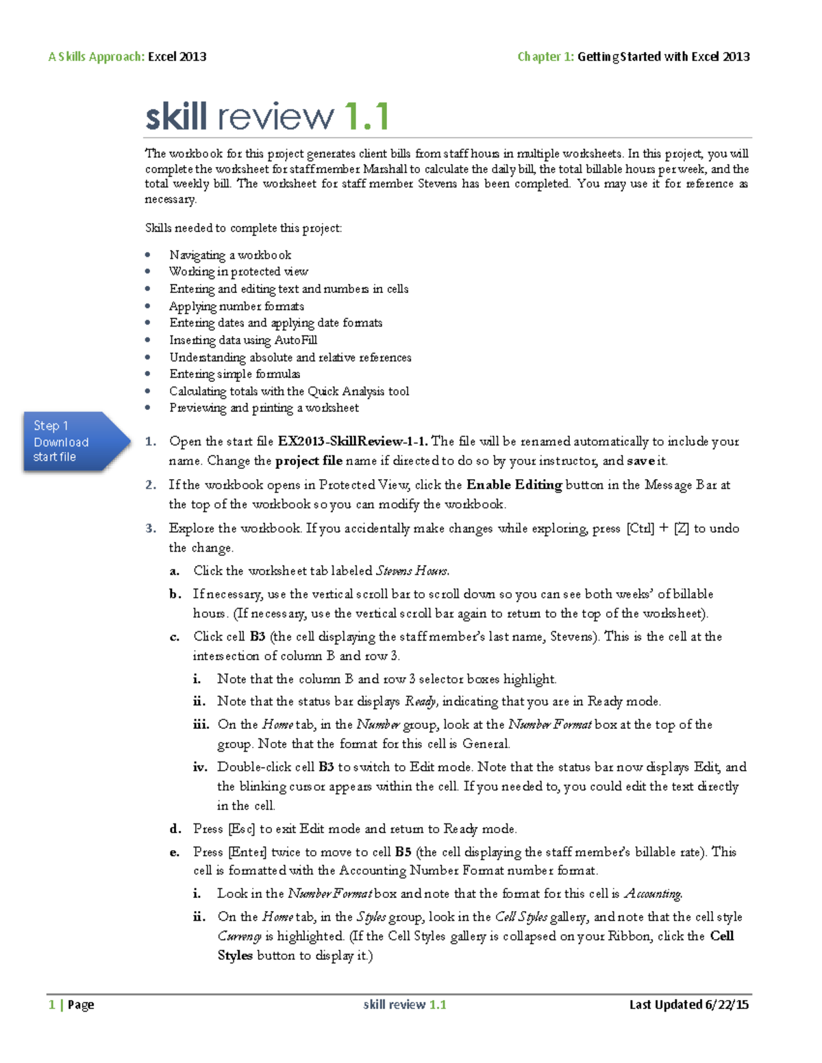 EX2013 Skill Review 1 1 instructions - A Skills Approach: Excel 2013 ...