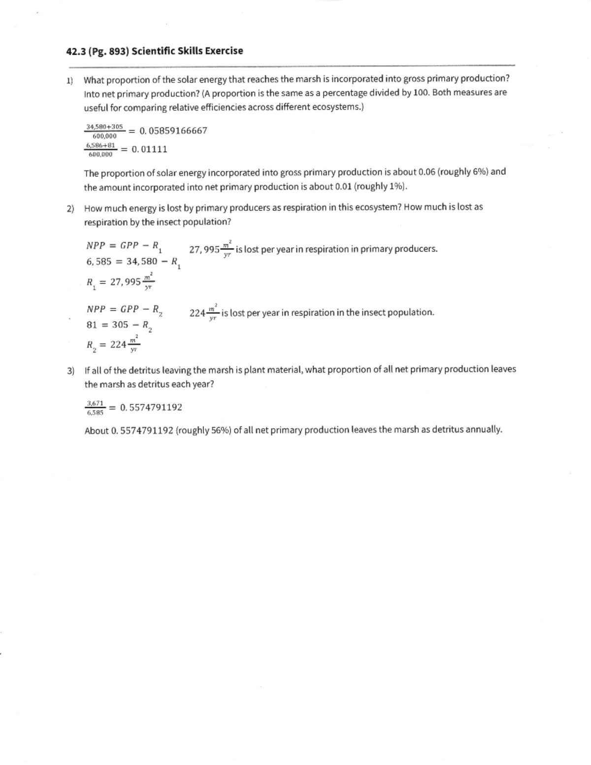 Scientific Skills Exercise Pg. 893 - Studocu