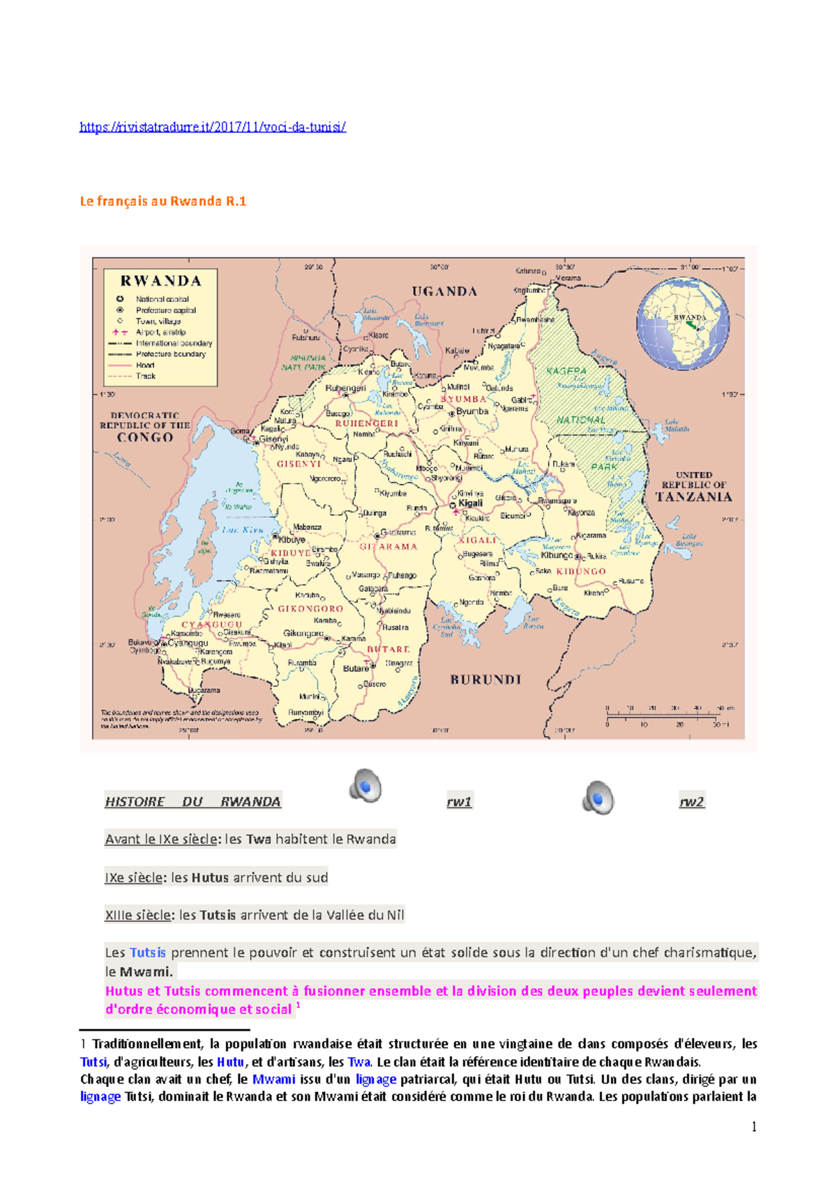Rwanda - HISTOIRE DU RWANDA rw1 rw Avant le IXe siècle: les Twa ...