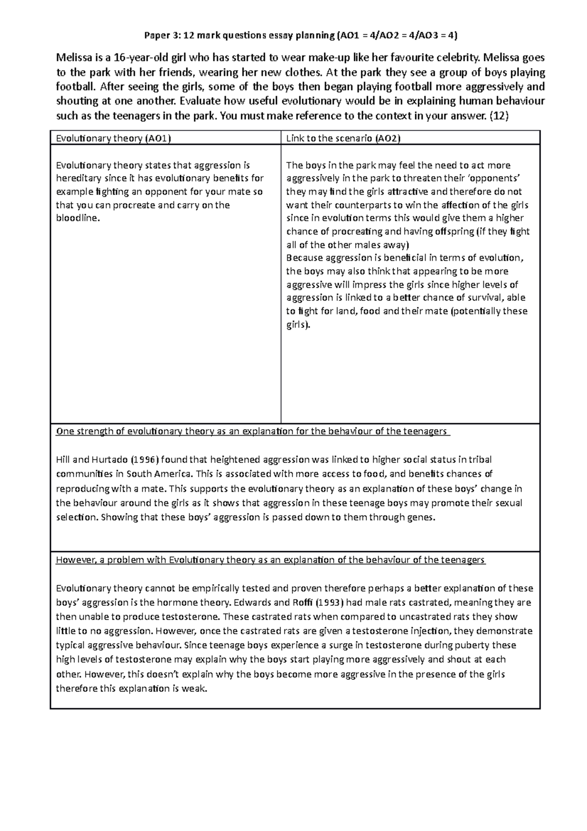 10. 12 mark questions essay planning Melissa - Paper 3: 12 mark ...