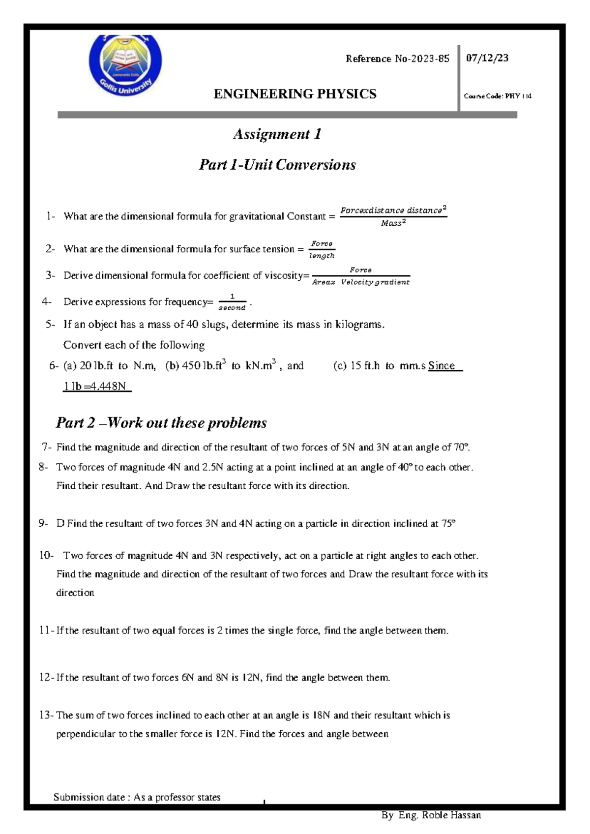 Assignment 1 q c - Summary Civil Engineering - Reference No- 2023 - 85 ...