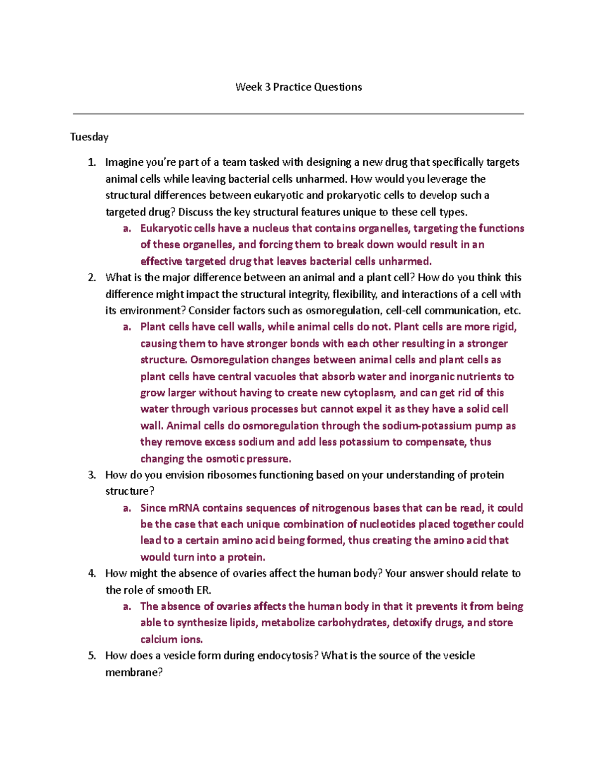 Week 3 practice questions - Week 3 Practice Questions Tuesday Imagine ...