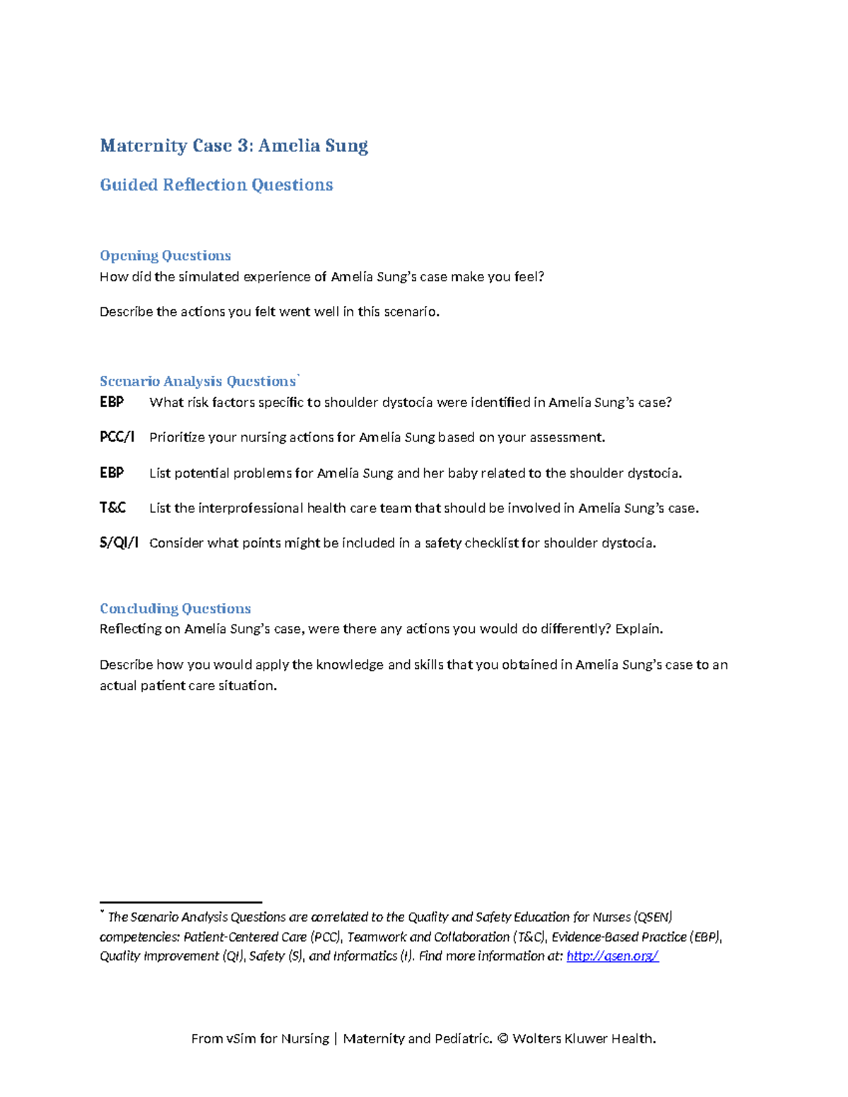 Maternity Case 03 GRQ - Maternity Case 3: Amelia Sung Guided Reflection ...