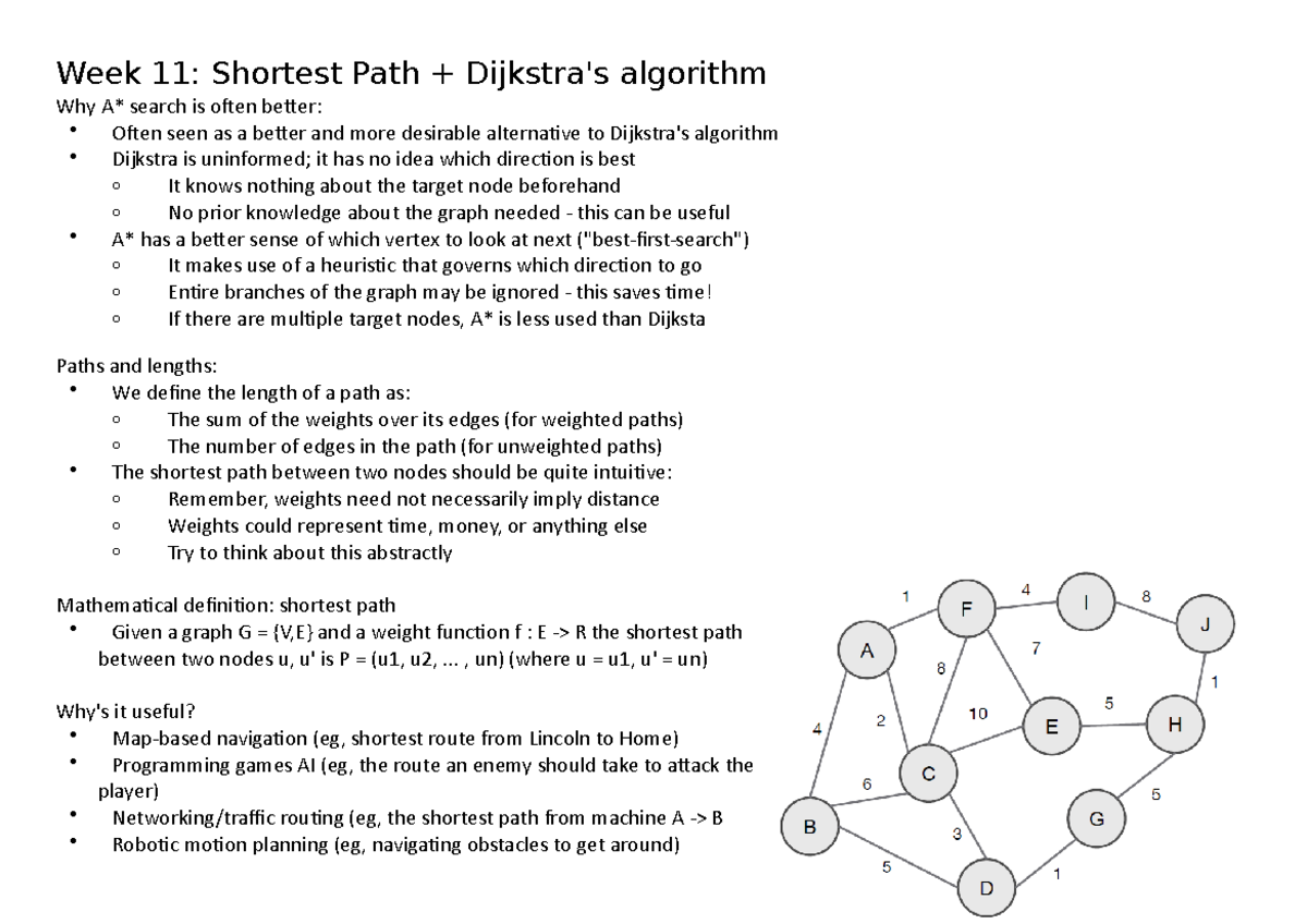 Week 11 Shortest Path + Dijkstra's Algorithm - Week 11: Shortest Path ...