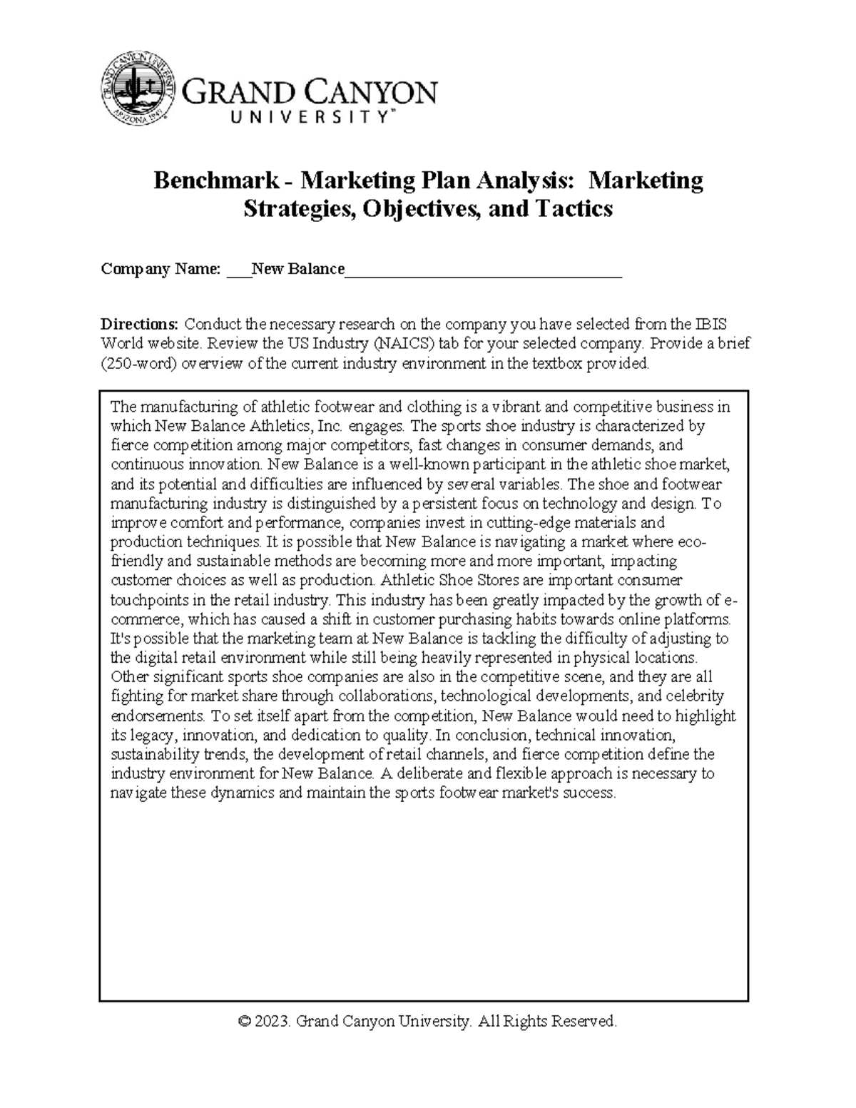 Marketing 1st assignment (Benchmark) - Benchmark - Marketing Plan ...