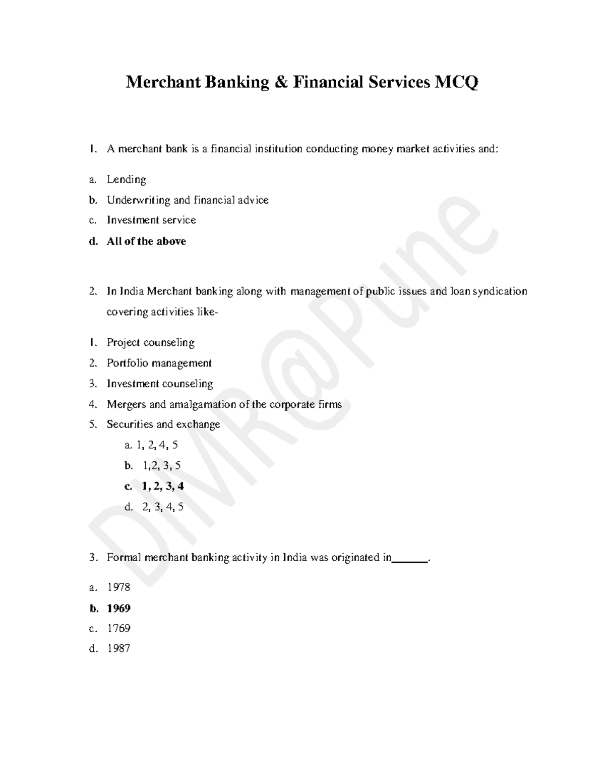 Innovative-financial-services MCQ For UG Students - Merchant Banking ...