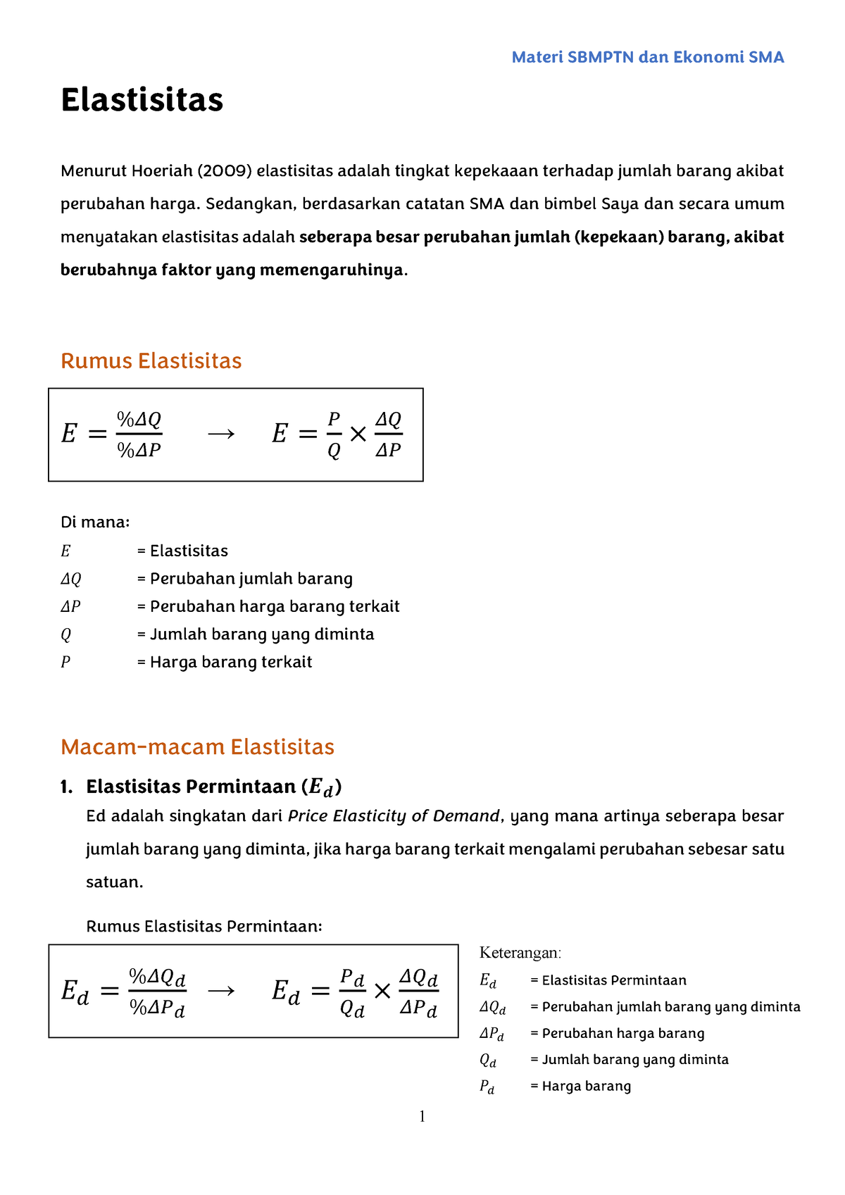 1. Elastisitas Pengertian Dan Macam-macam Elastisitas - Elastisitas ...