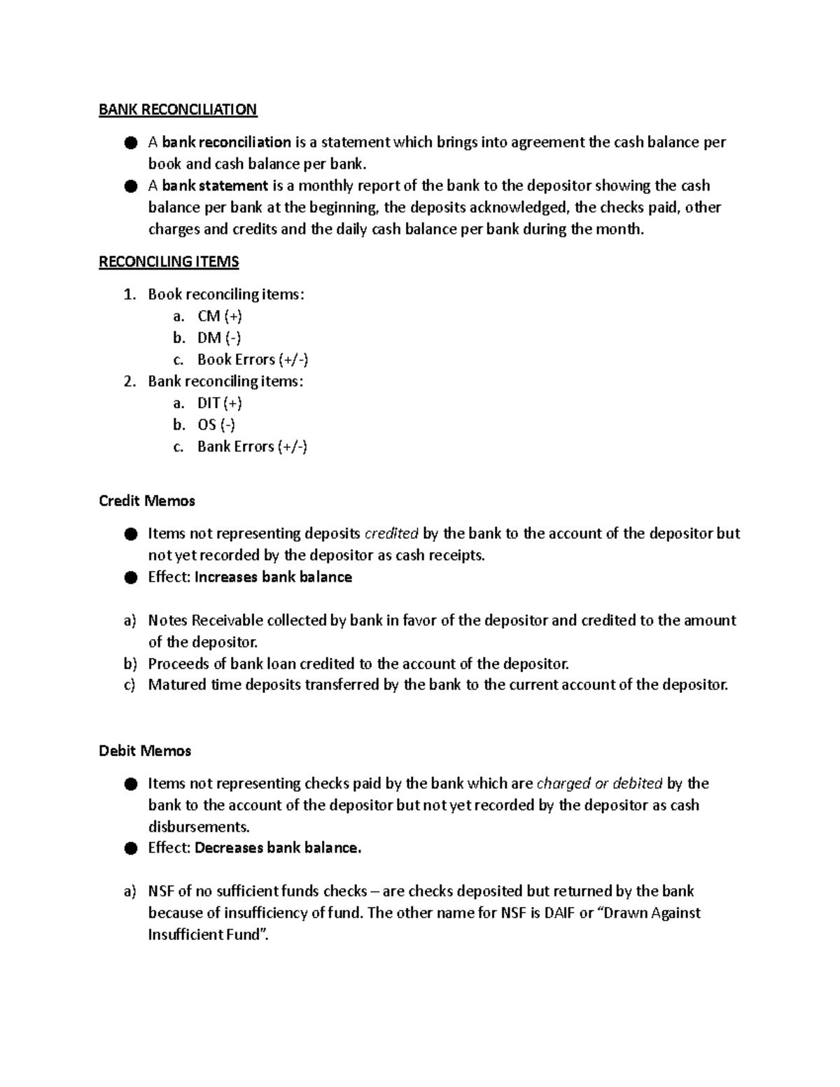 Bank-Recon - ABC - BANK RECONCILIATION A bank reconciliation is a ...