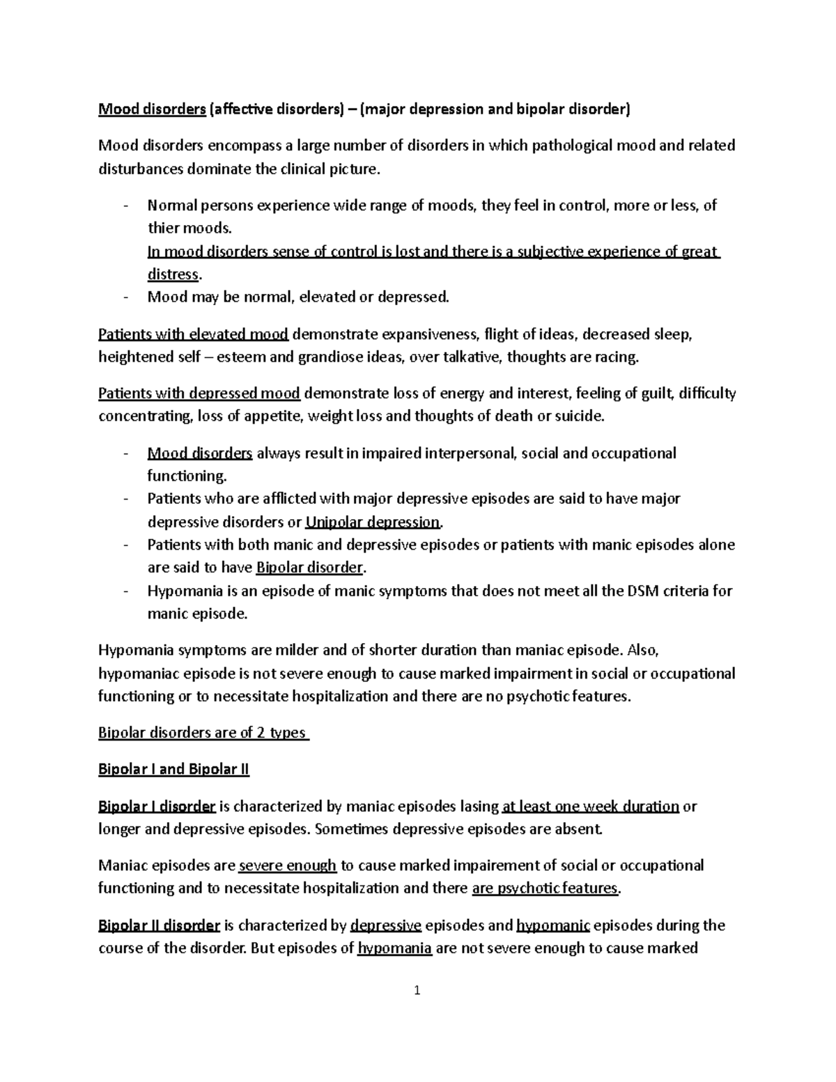 Mood disorders part 1 - Psychiatry Nursing module - Mood disorders ...