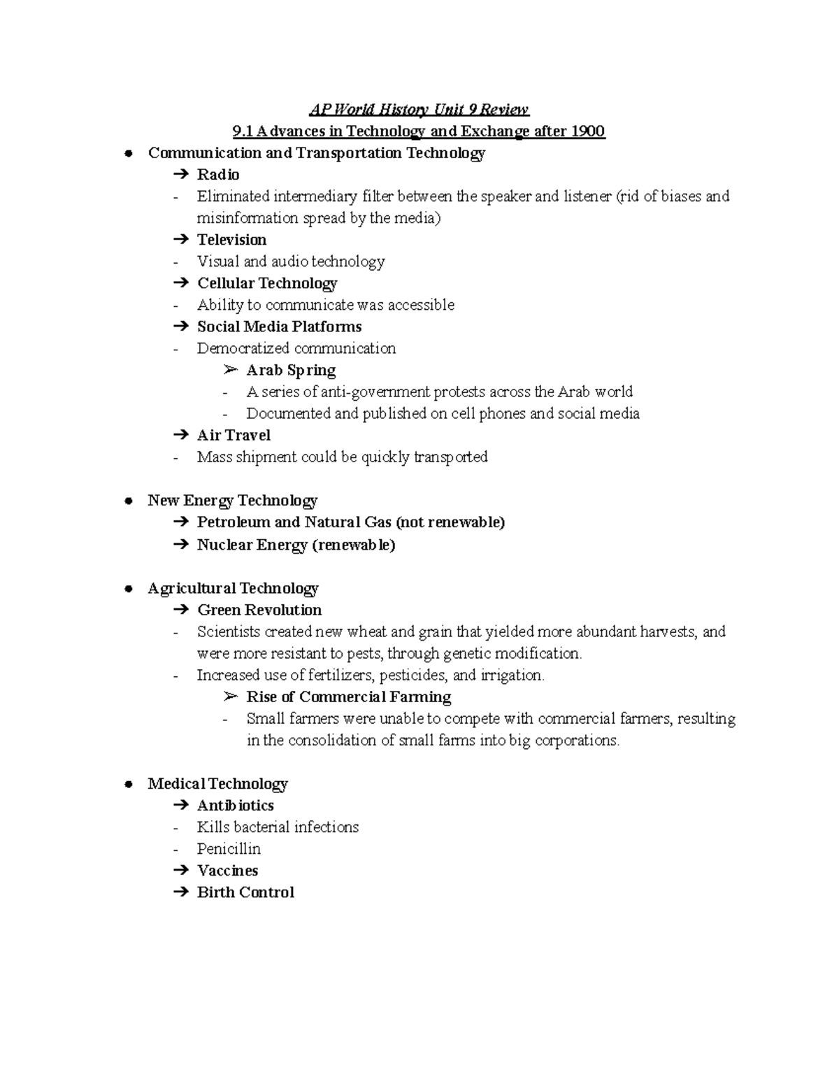 Heimler VIDS AP World History Unit 9 Review AP World History Unit 9 