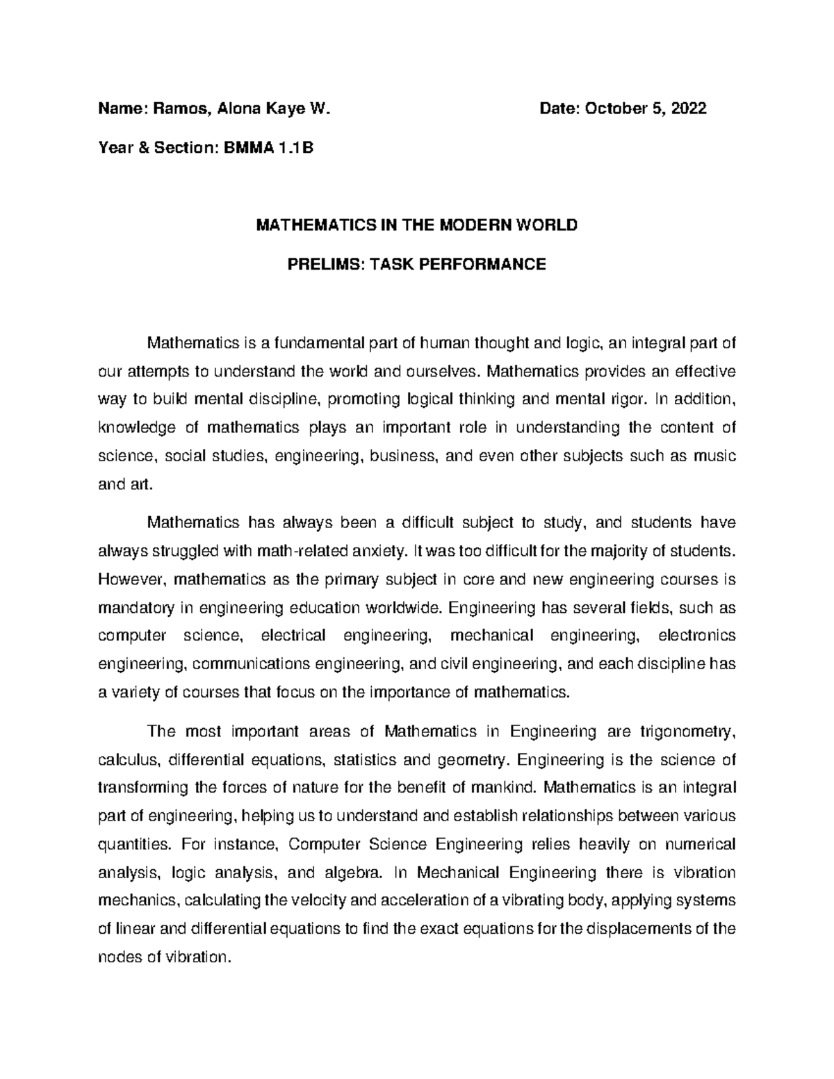 TP Ramos MATH - assignment - Name: Ramos, Alona Kaye W. Date: October 5 ...