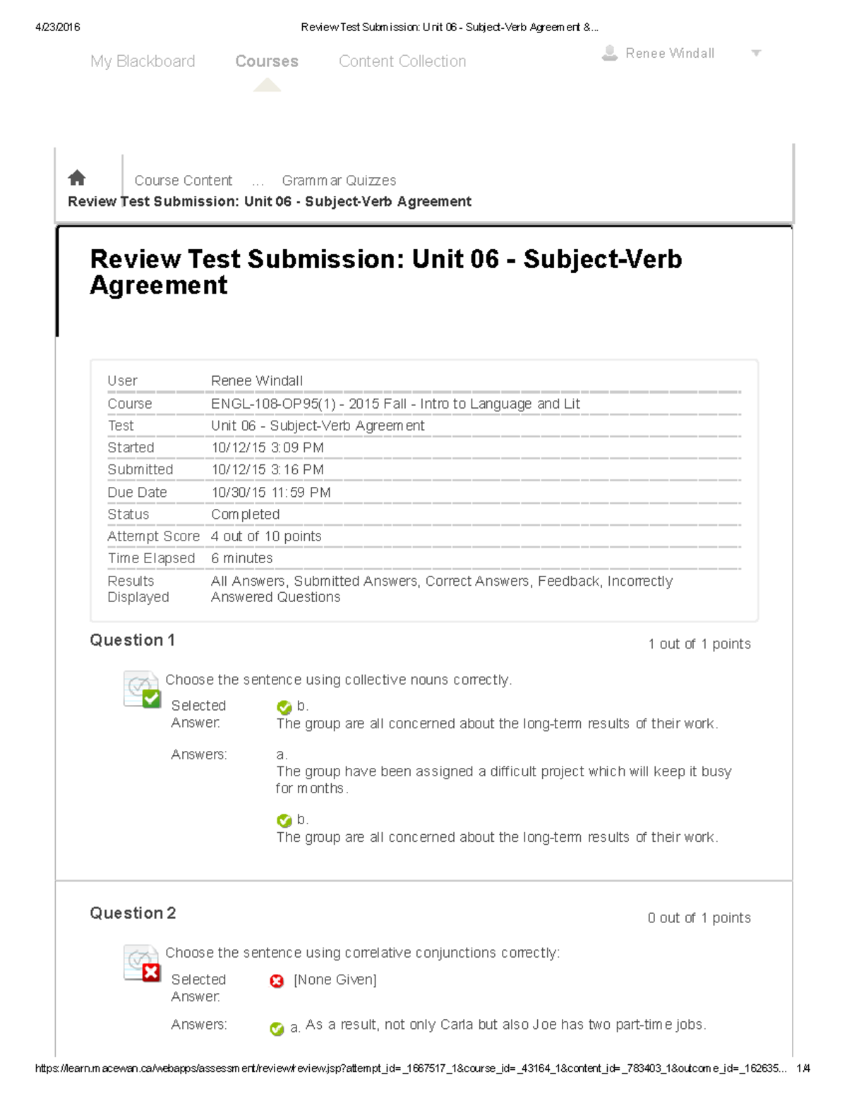 Exam 12 October 2015, Questions And Answers Module Unit Test. Review Test Submission Unit