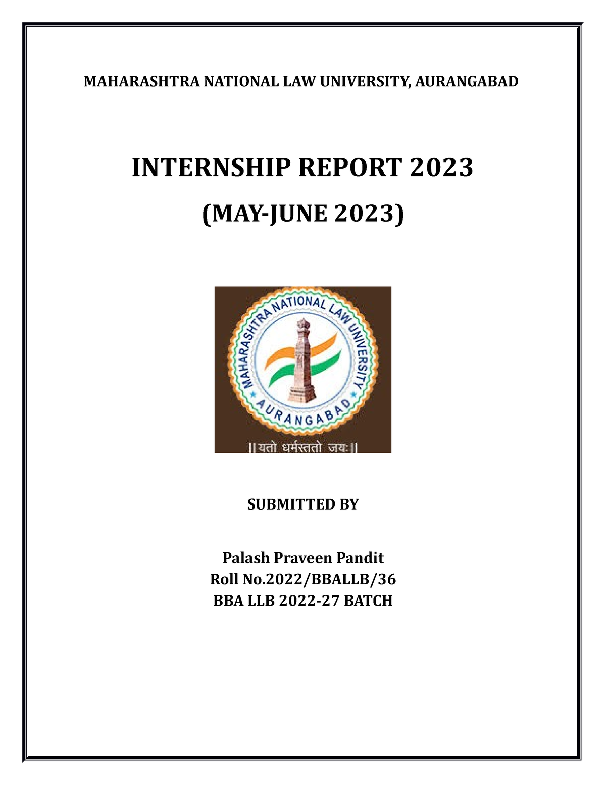 Internship Report Format Corporate Law MAHARASHTRA NATIONAL LAW   Thumb 1200 1553 