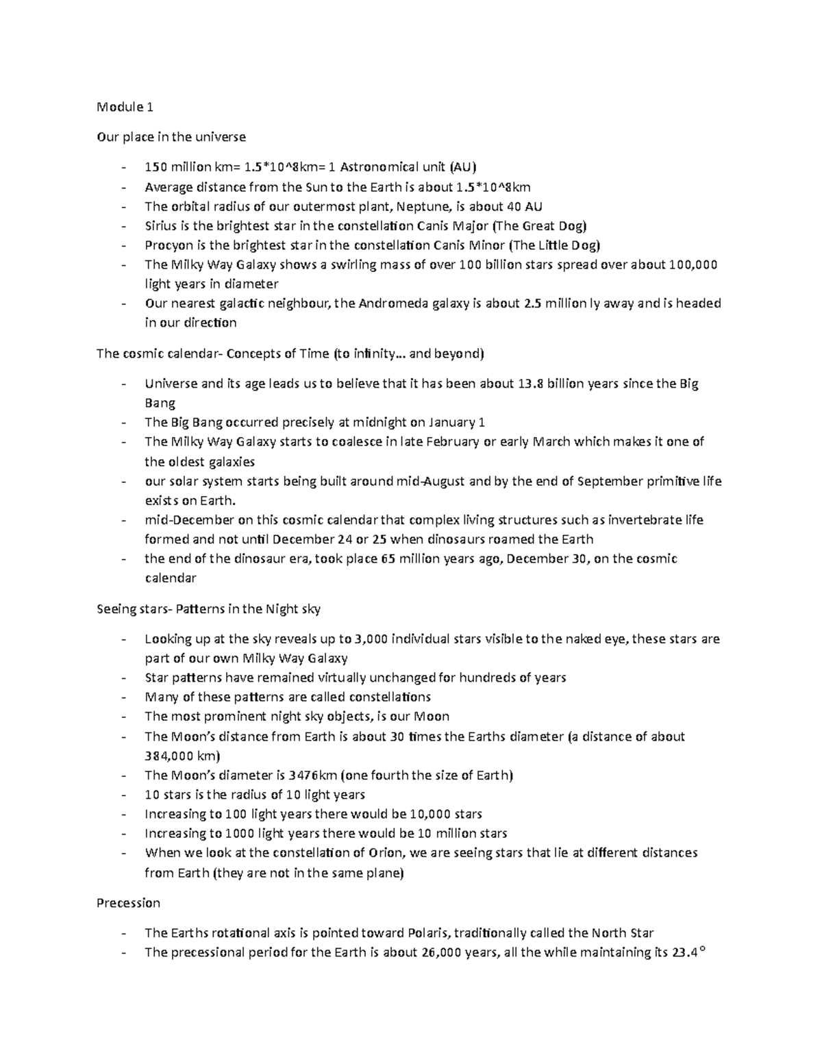 Module 1 - Chapter 1 and 2 - Module 1 Our place in the universe 150 ...