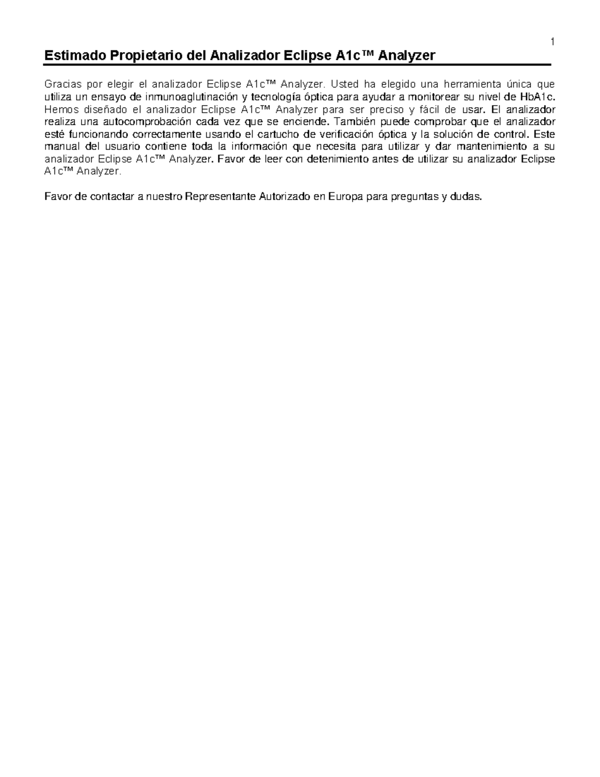 1.2 Eclipse A1c User Manual 415 -Español - Estimado Propietario del ...