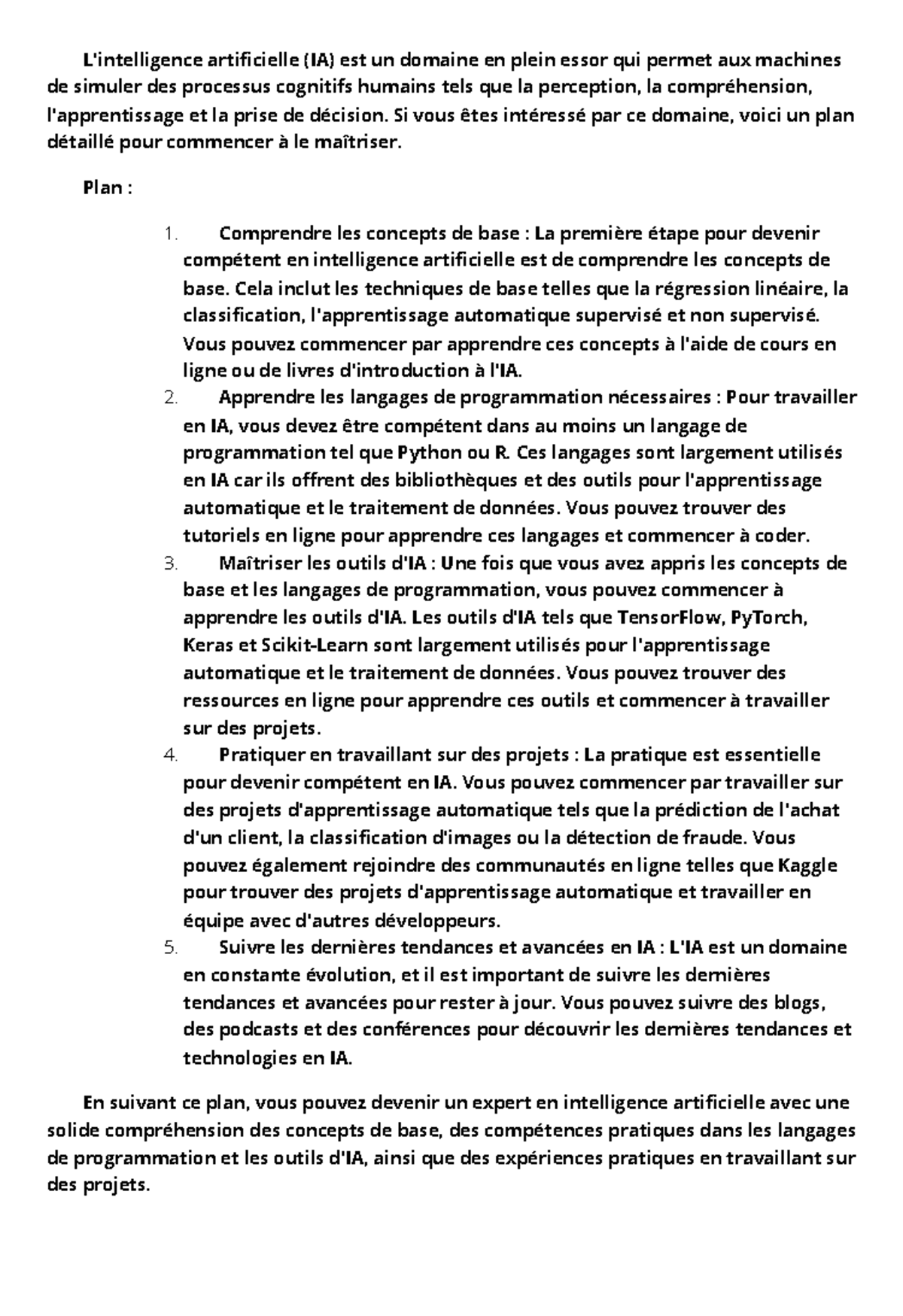 Commencer à le maîtriser IA L