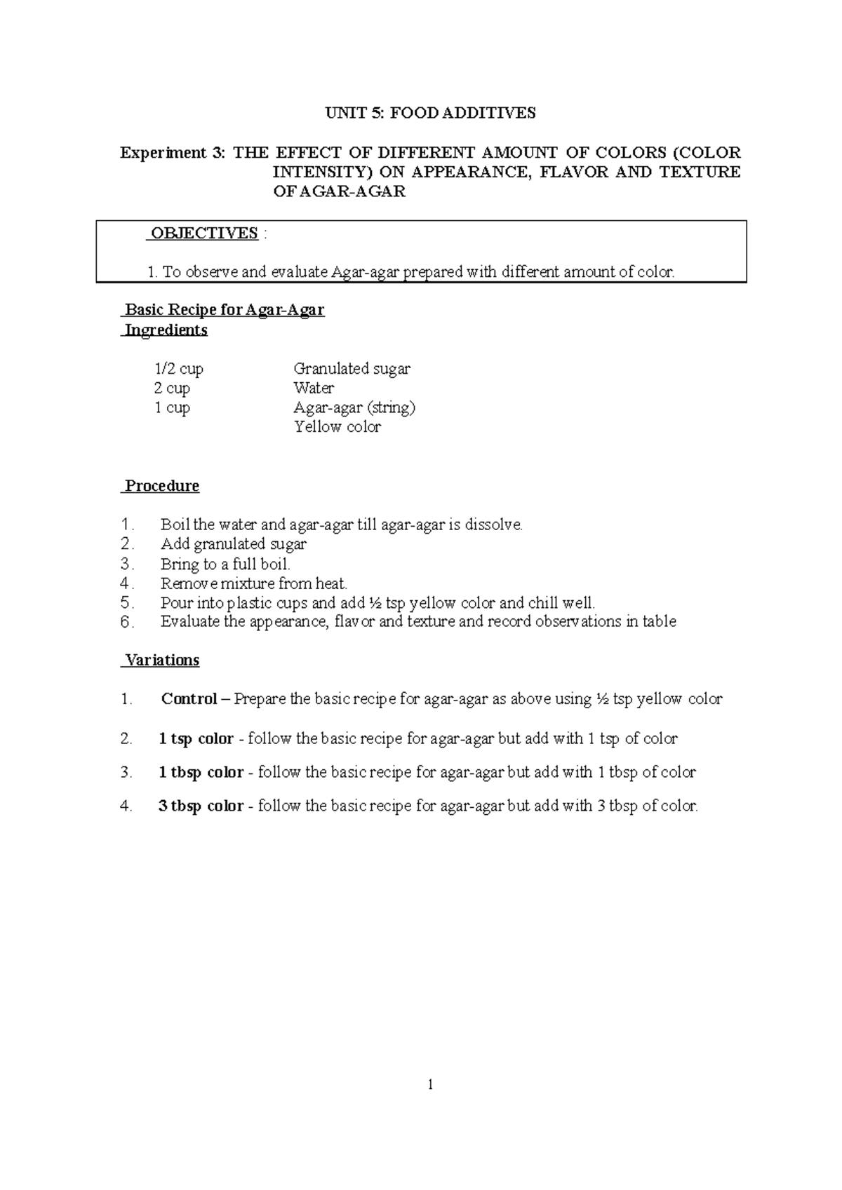 UNIT 5 - FOOD Additives ( Husna & Atiqah) - 1 UNIT 5: FOOD ADDITIVES ...
