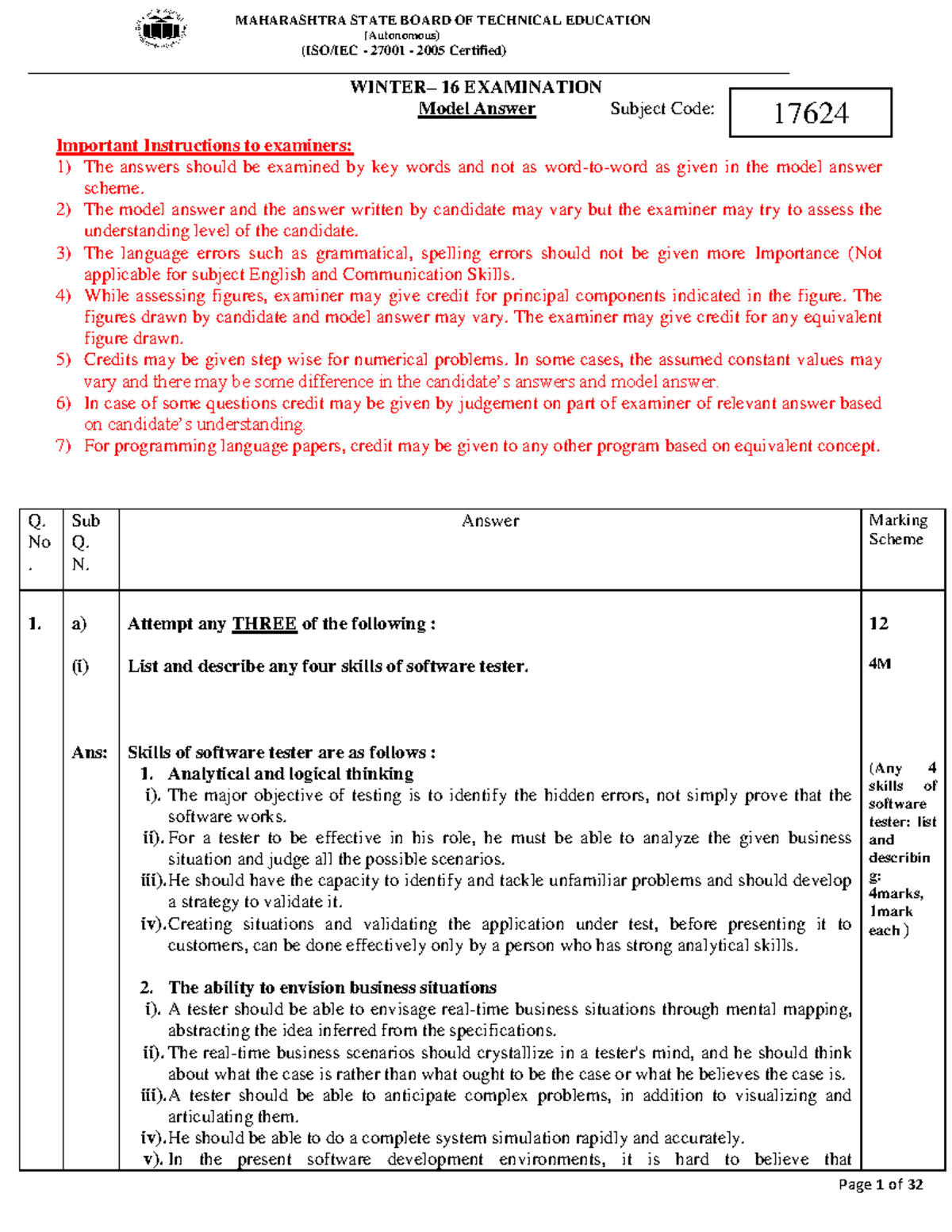 St 1 (Autonomous) (ISO/IEC 27001 2005 Certified) WINTER 16