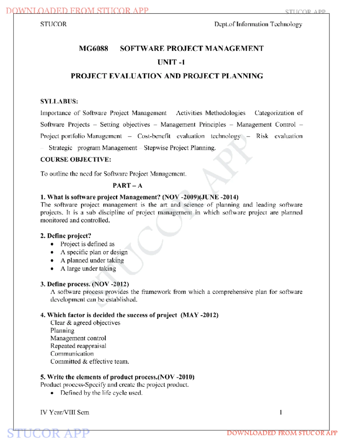 UNIT I IT project management Notes - IT PROJECT MANAGEMENT UNIT I ...