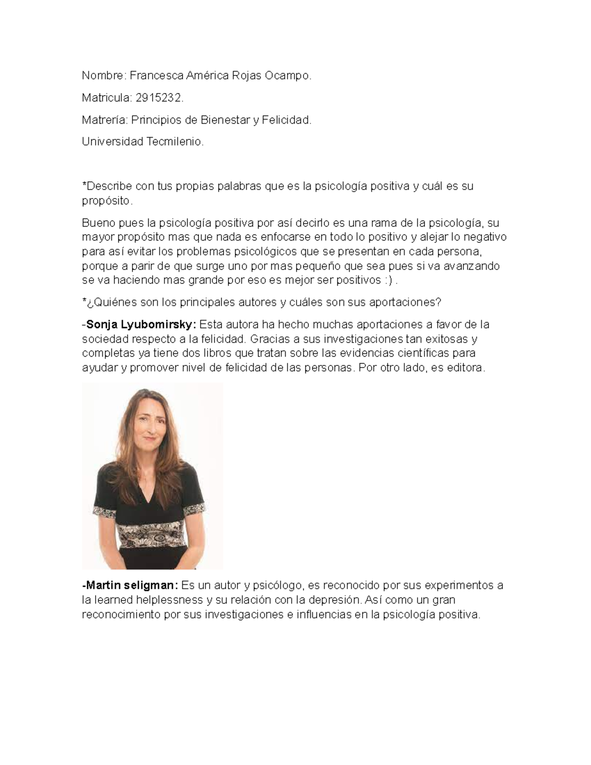 Act.1 bienestar y felicidad - Nombre: Francesca América Rojas Ocampo ...