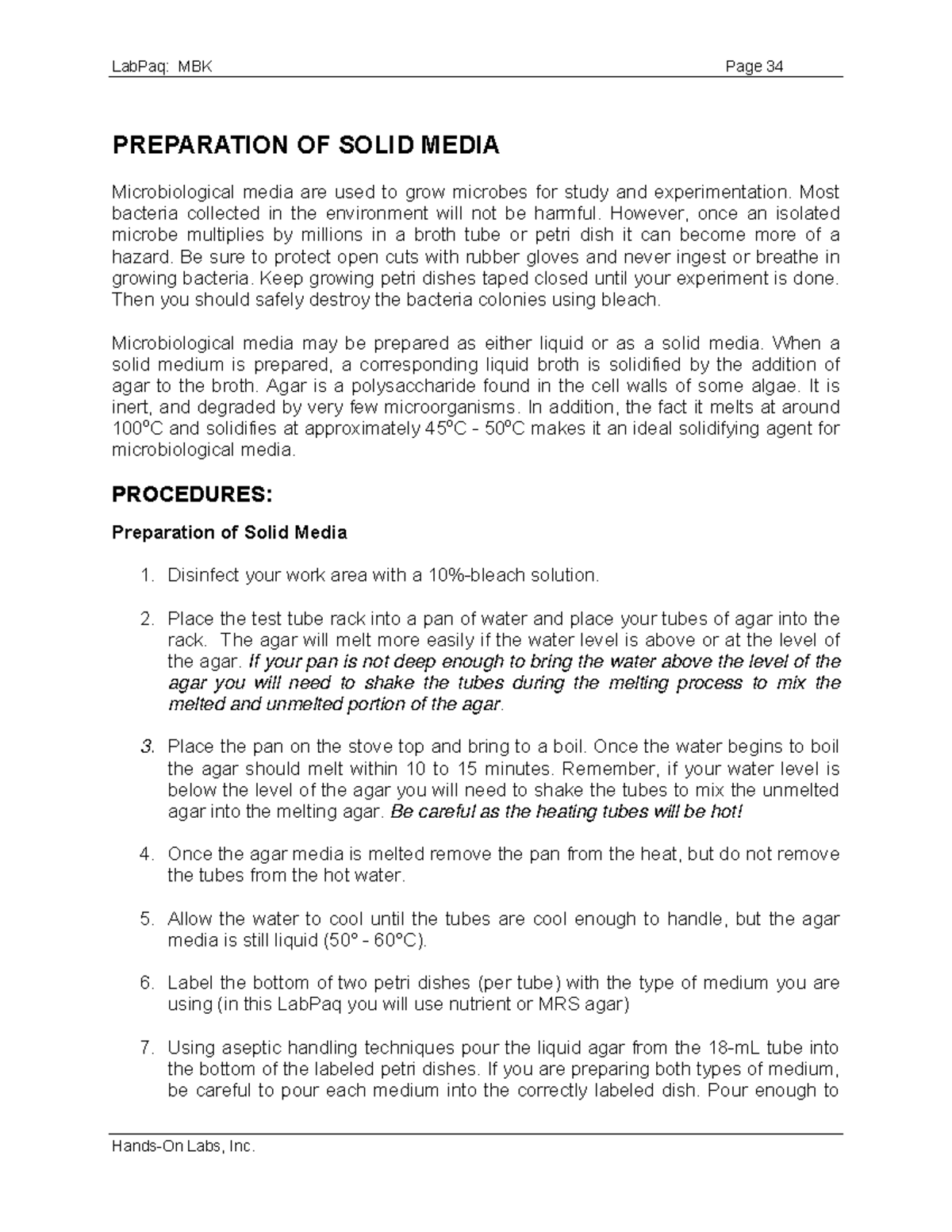 Preparationof Solid Media PREPARATION OF SOLID MEDIA Microbiological media are used to grow
