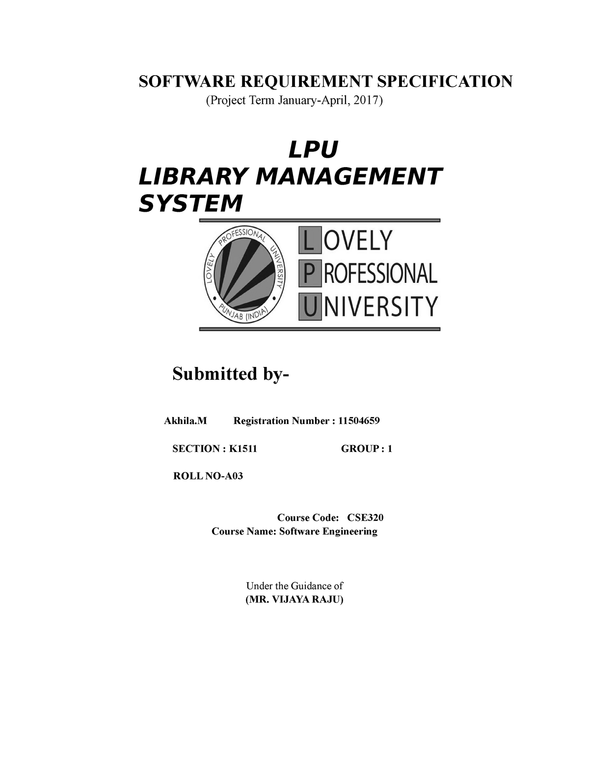 lpu university management system - SOFTWARE REQUIREMENT SPECIFICATION ...