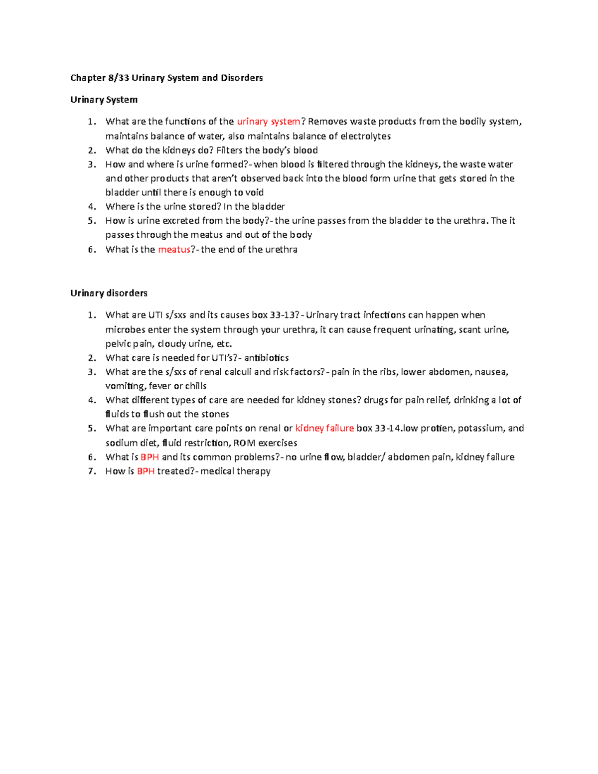 Chapter 833 Urinary system and disorders (1) - Chapter 8/33 Urinary ...