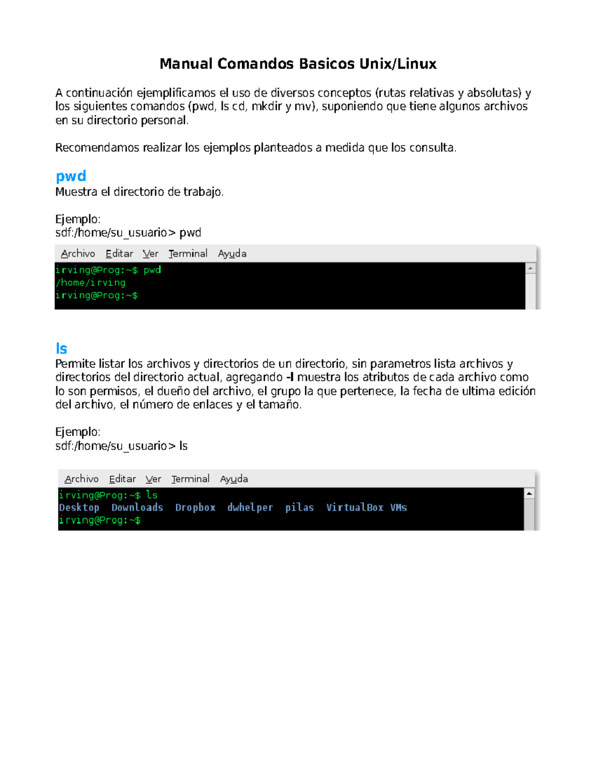 Comandos Basicos Linux Manual Comandos Basicos Unixlinux A Continuación Ejemplificamos El Uso 7652